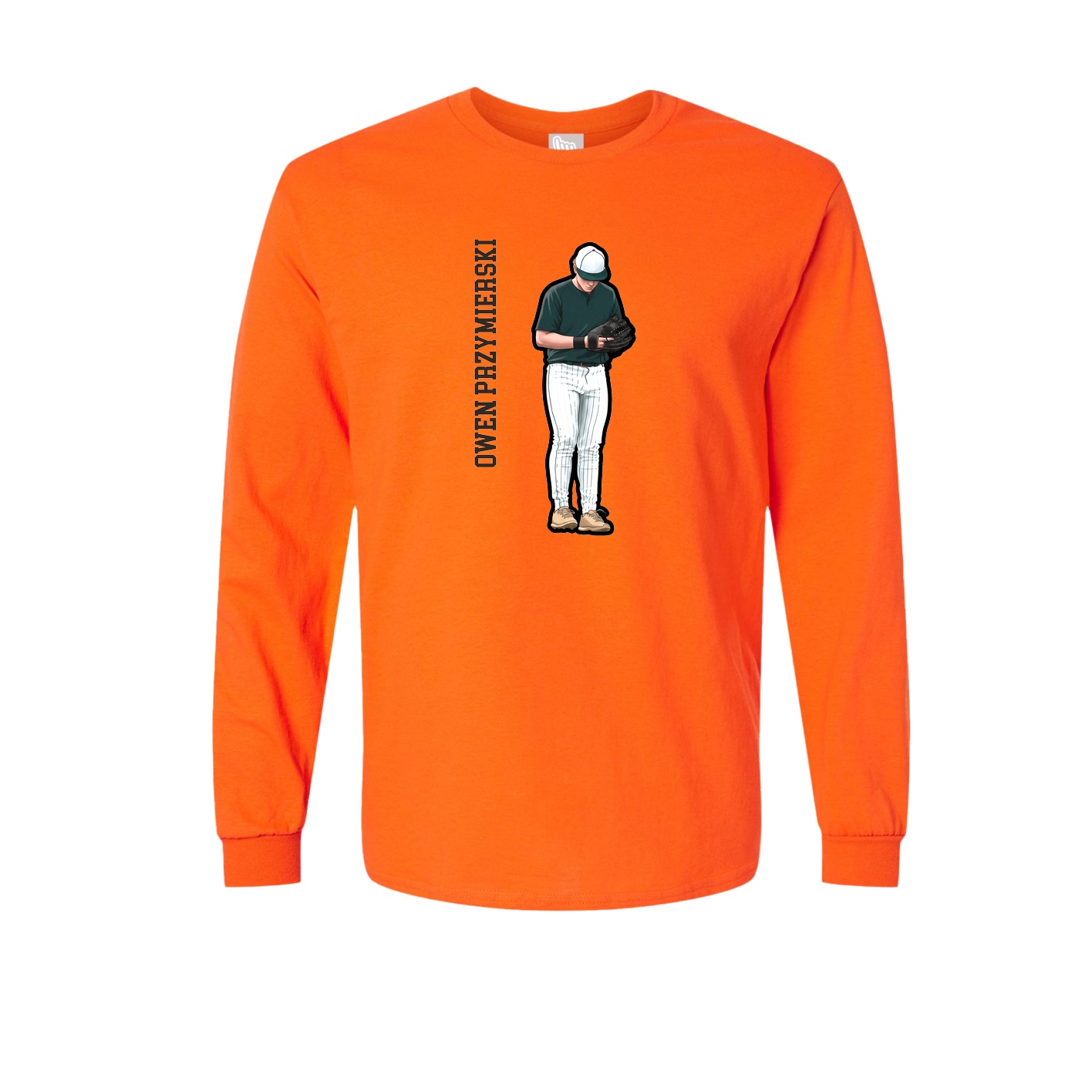 Long Sleeve Tee — Name Vertical in Orange
