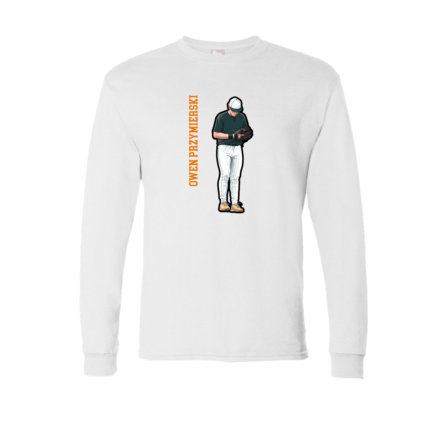 Long Sleeve Tee — Name Vertical in White
