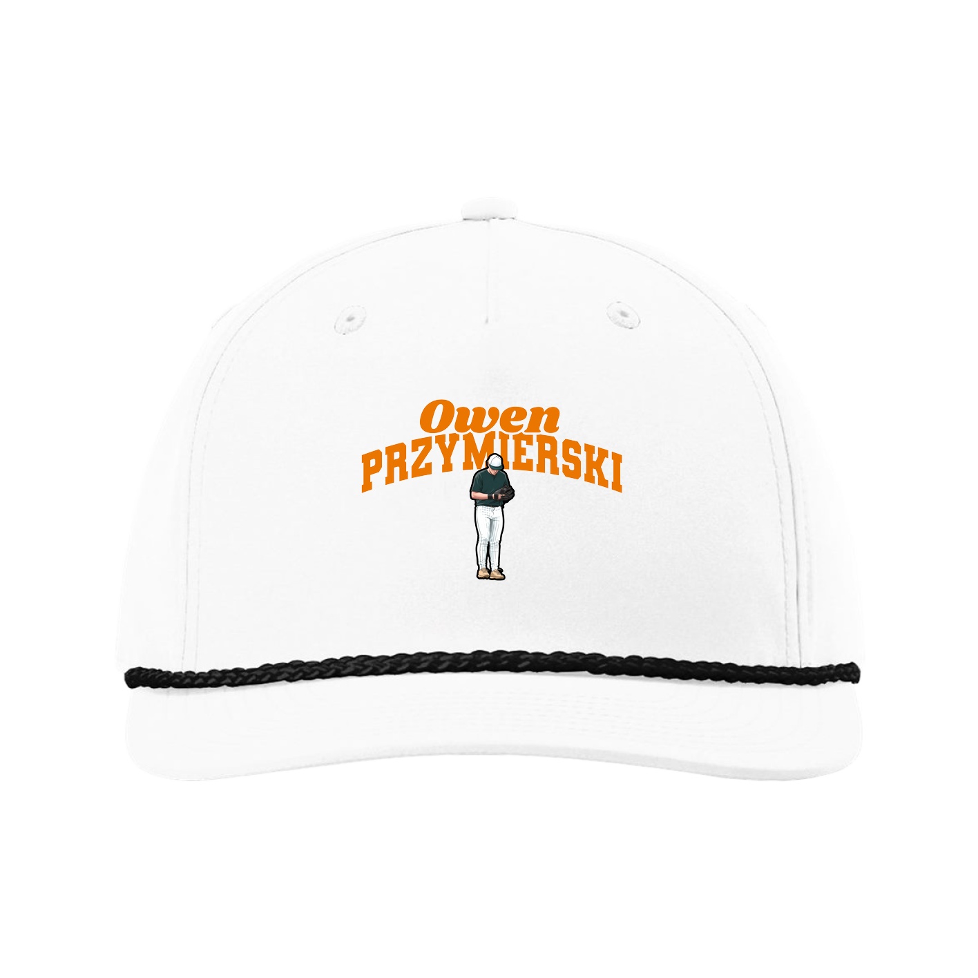 Five-Panel Classic Rope Cap — Signature Arch in White