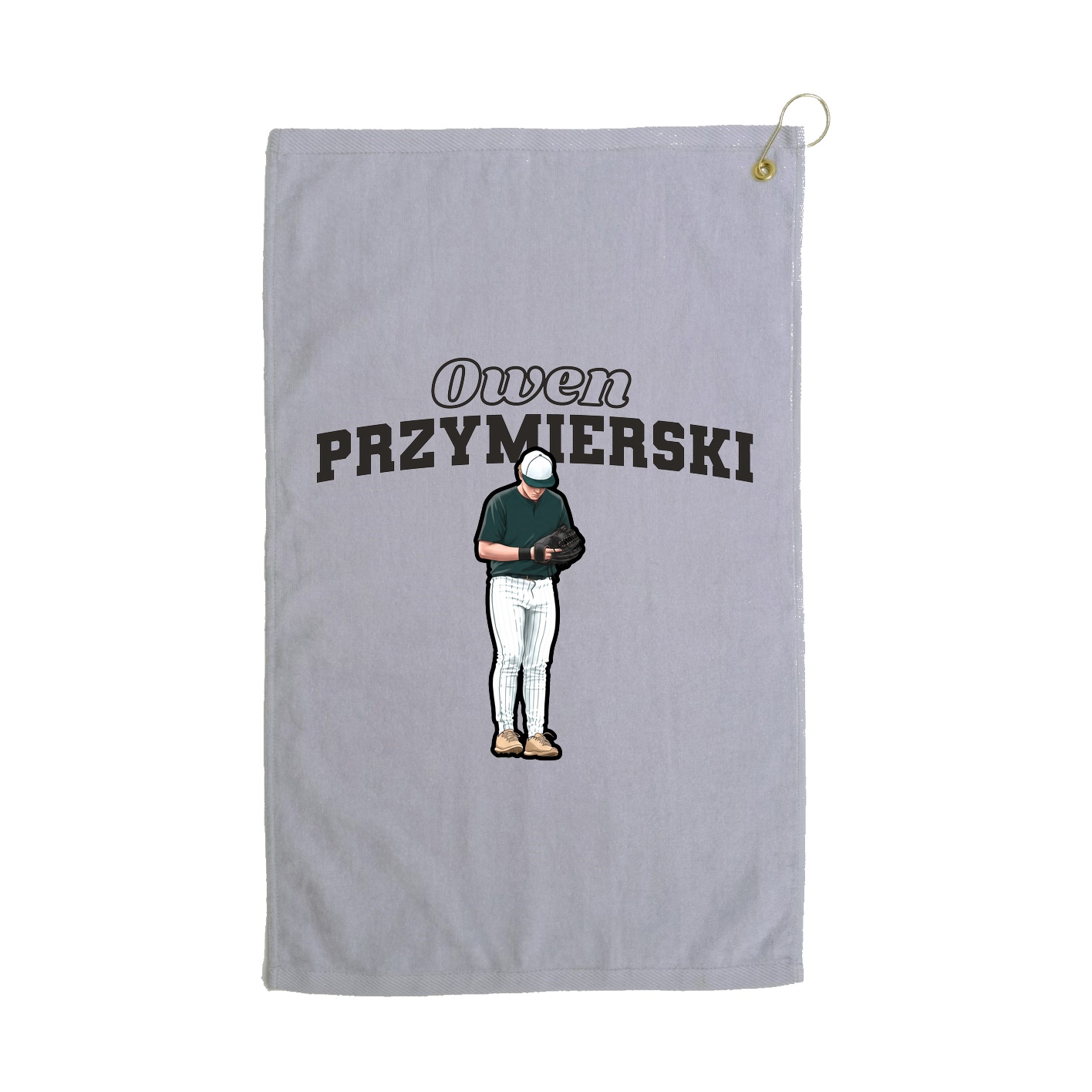 Golf Towel — Name Arch in Grey