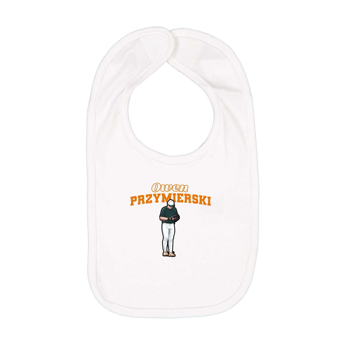 Infant Bib — Name Arch in White