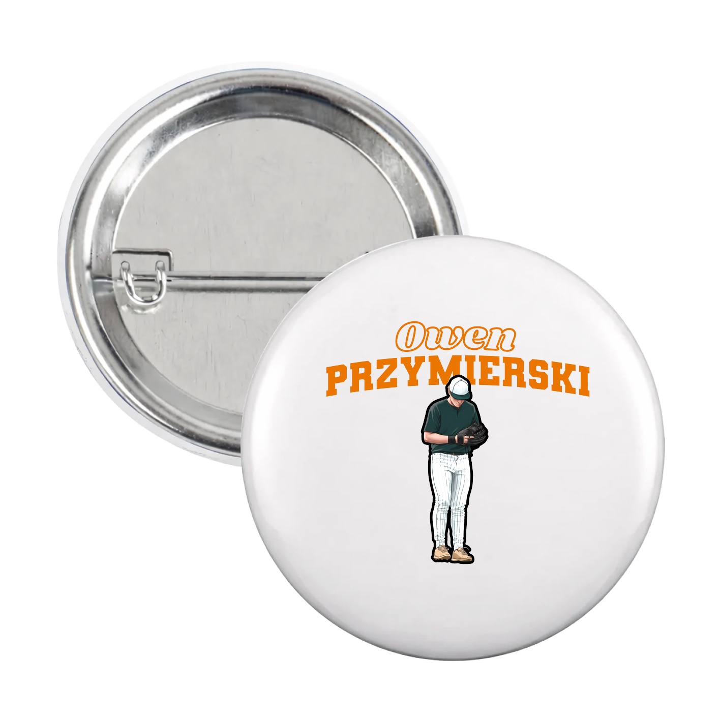 Game Day Button — Name Arch in White