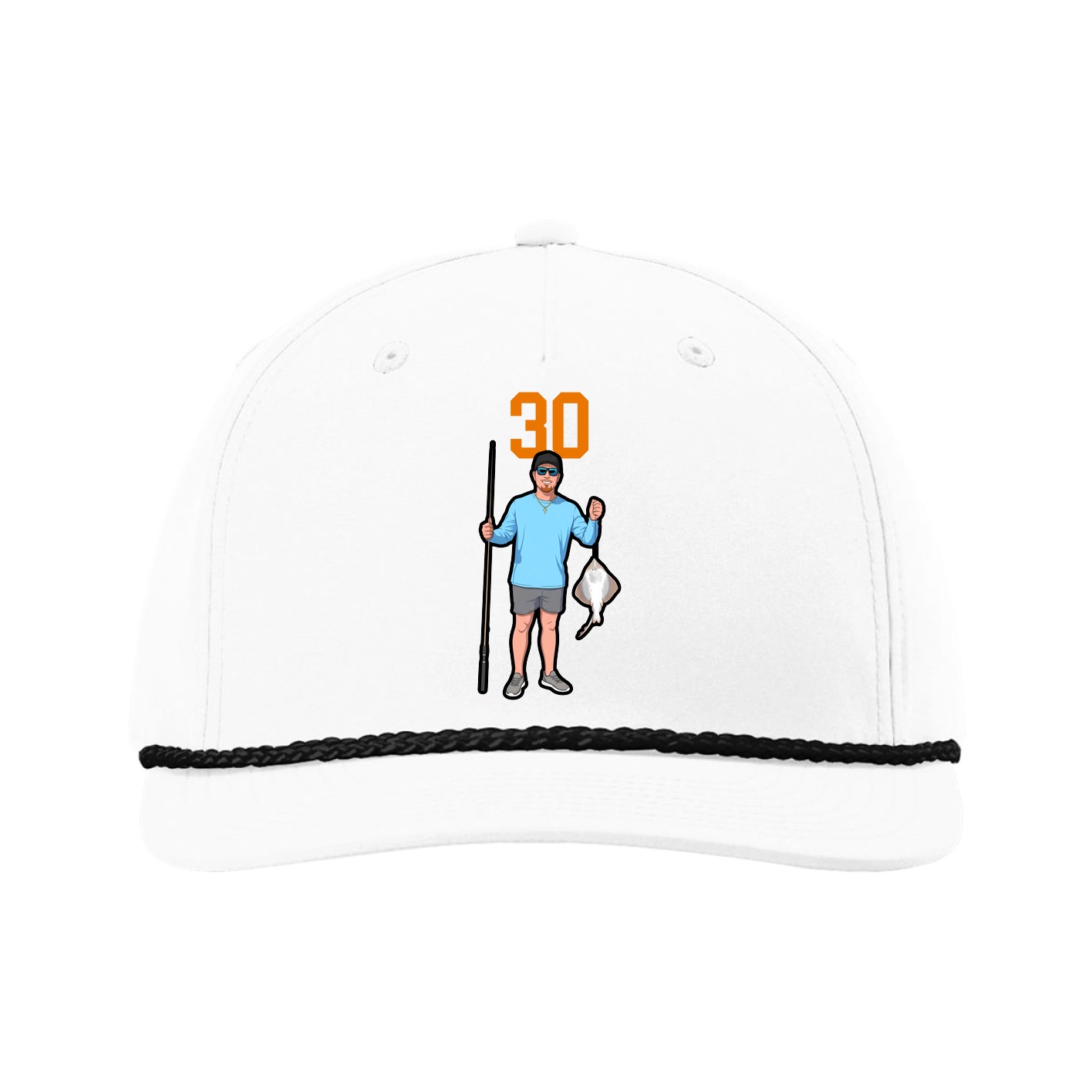 Five-Panel Classic Rope Cap — Number Top in White