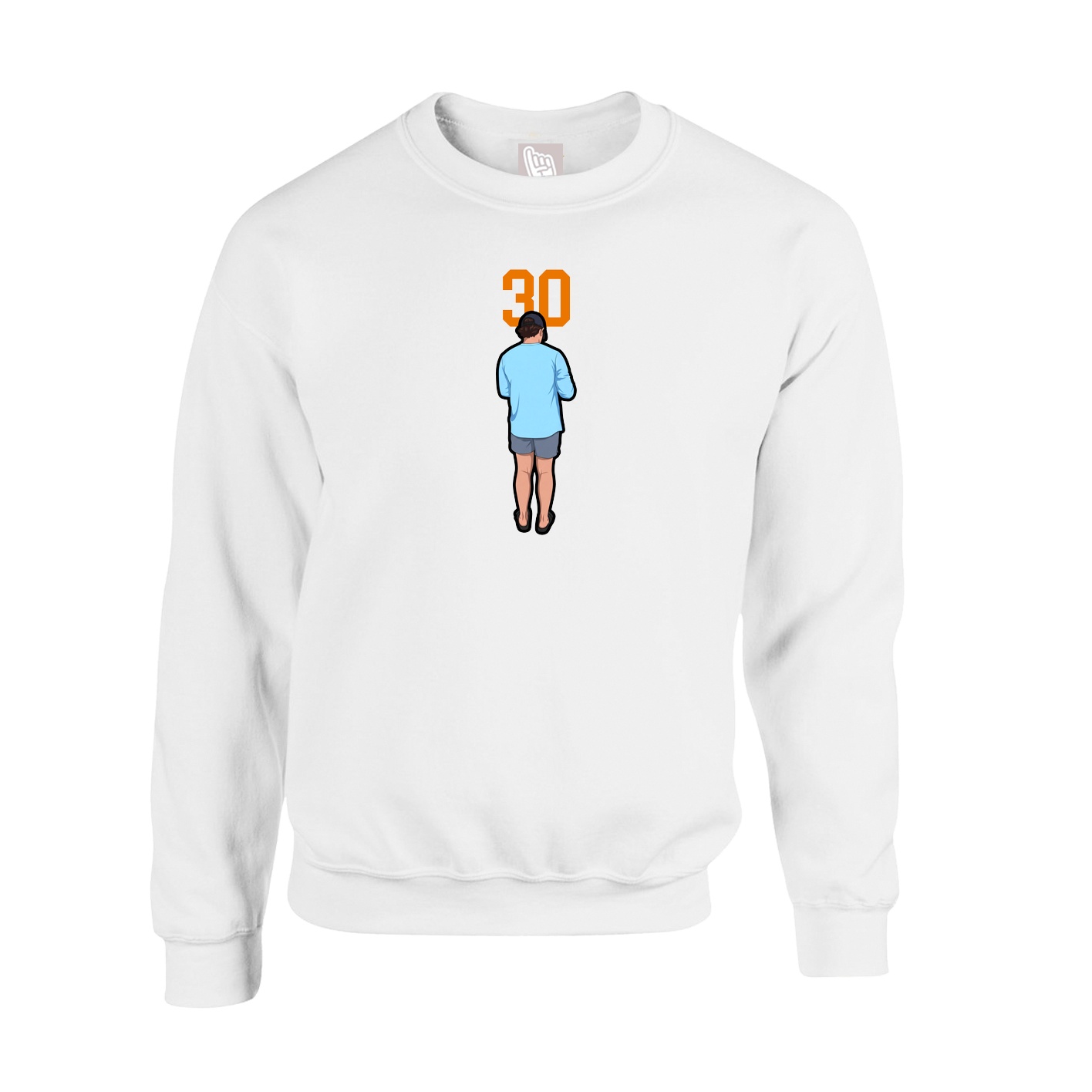 Fleece Crew — Number Top in White