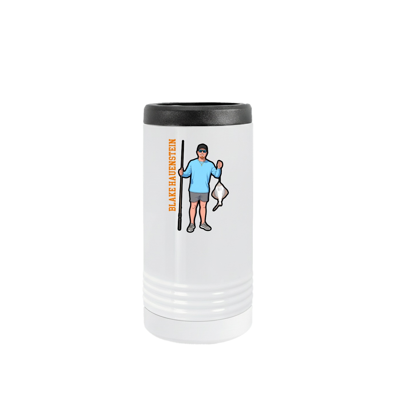 Slim Beverage Holder — Name Vertical in White