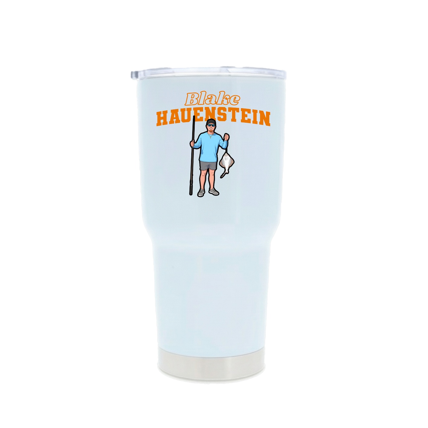 30oz Stainless Steel Tumbler — Name Arch in White