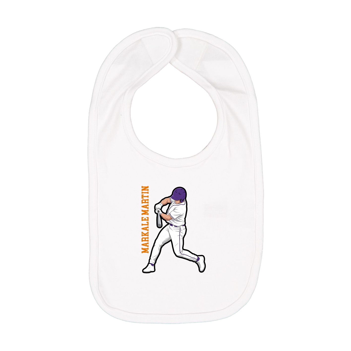 Infant Bib — Name Vertical in White