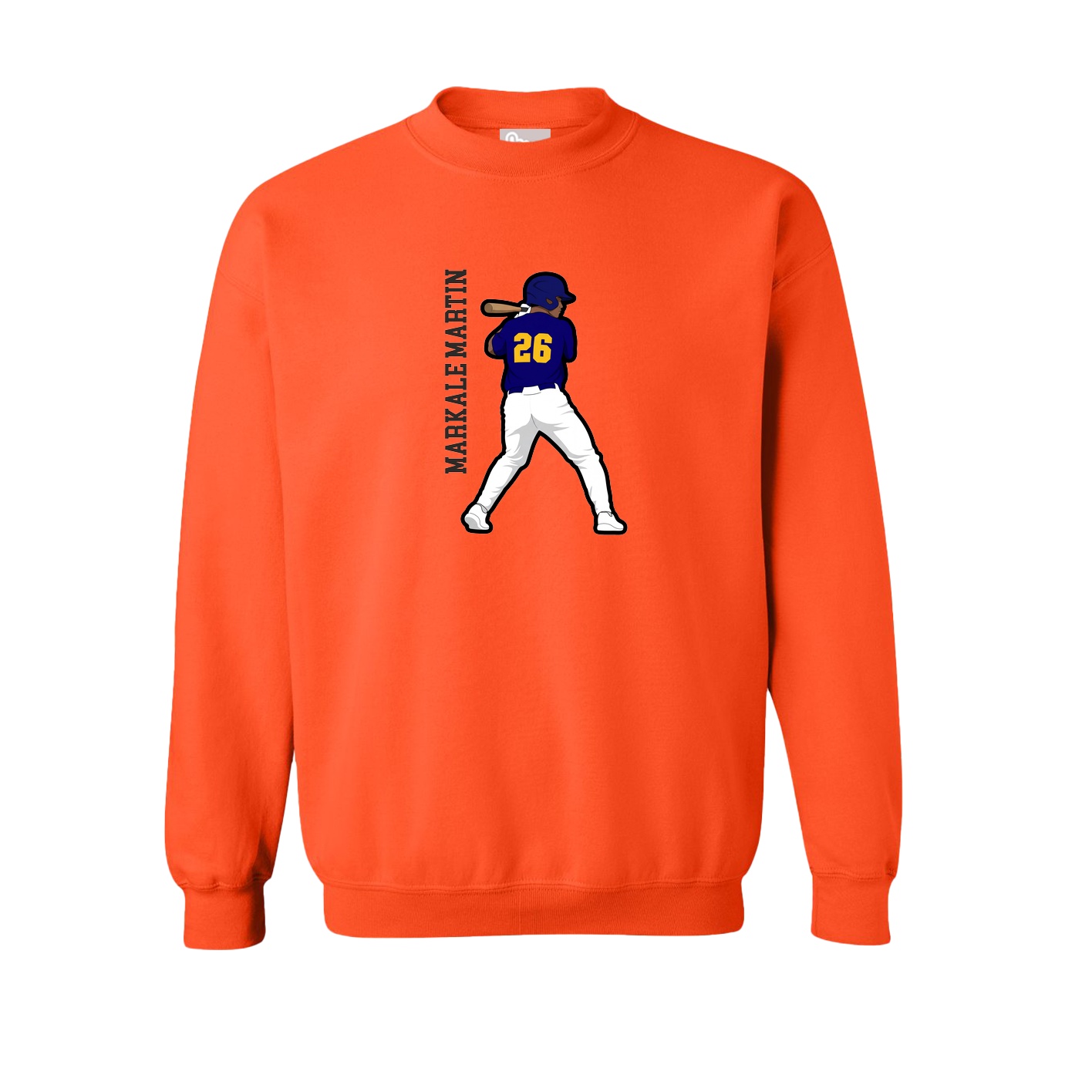 Fleece Crew — Name Vertical in Orange