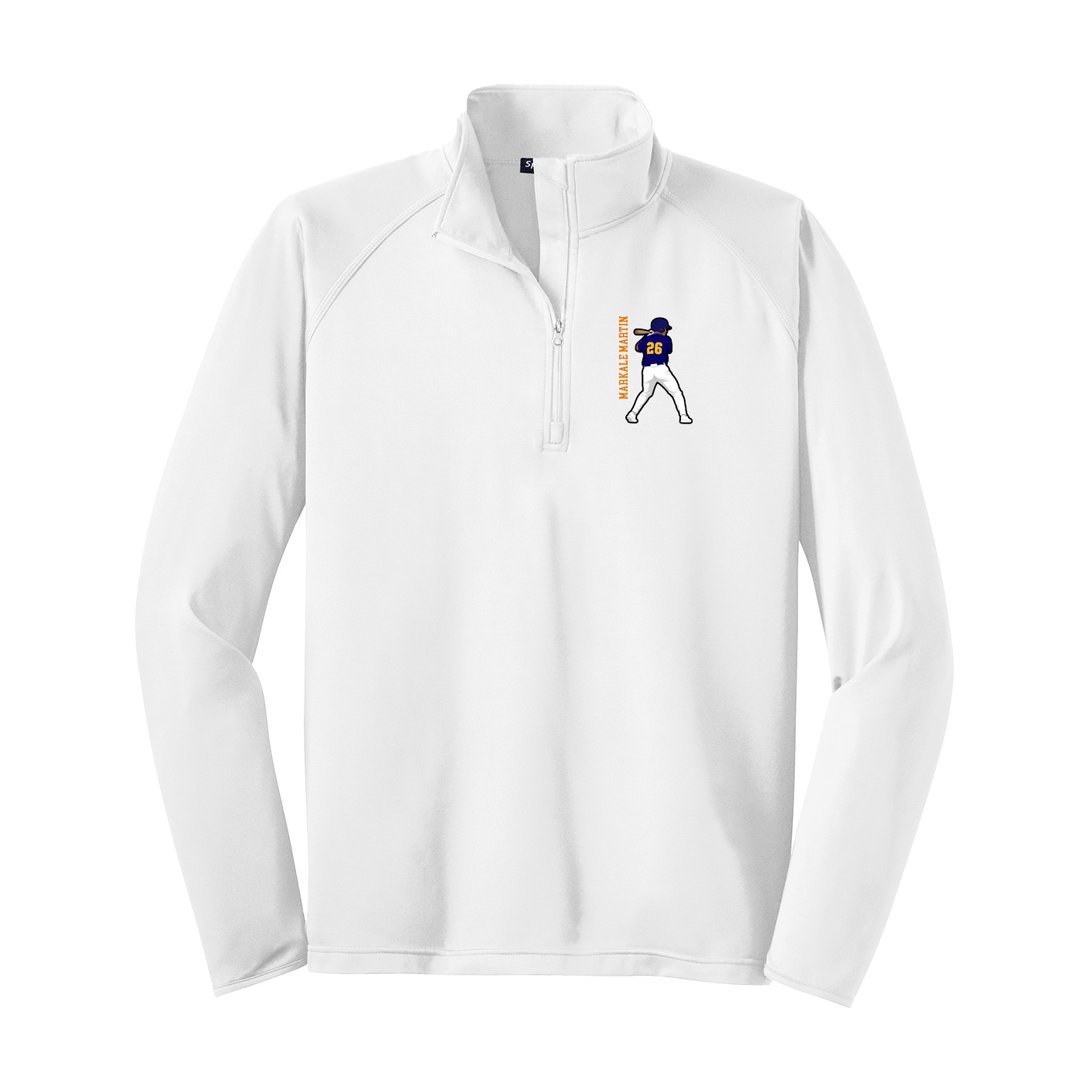 Q-Zip Pullover — Name Vertical in White