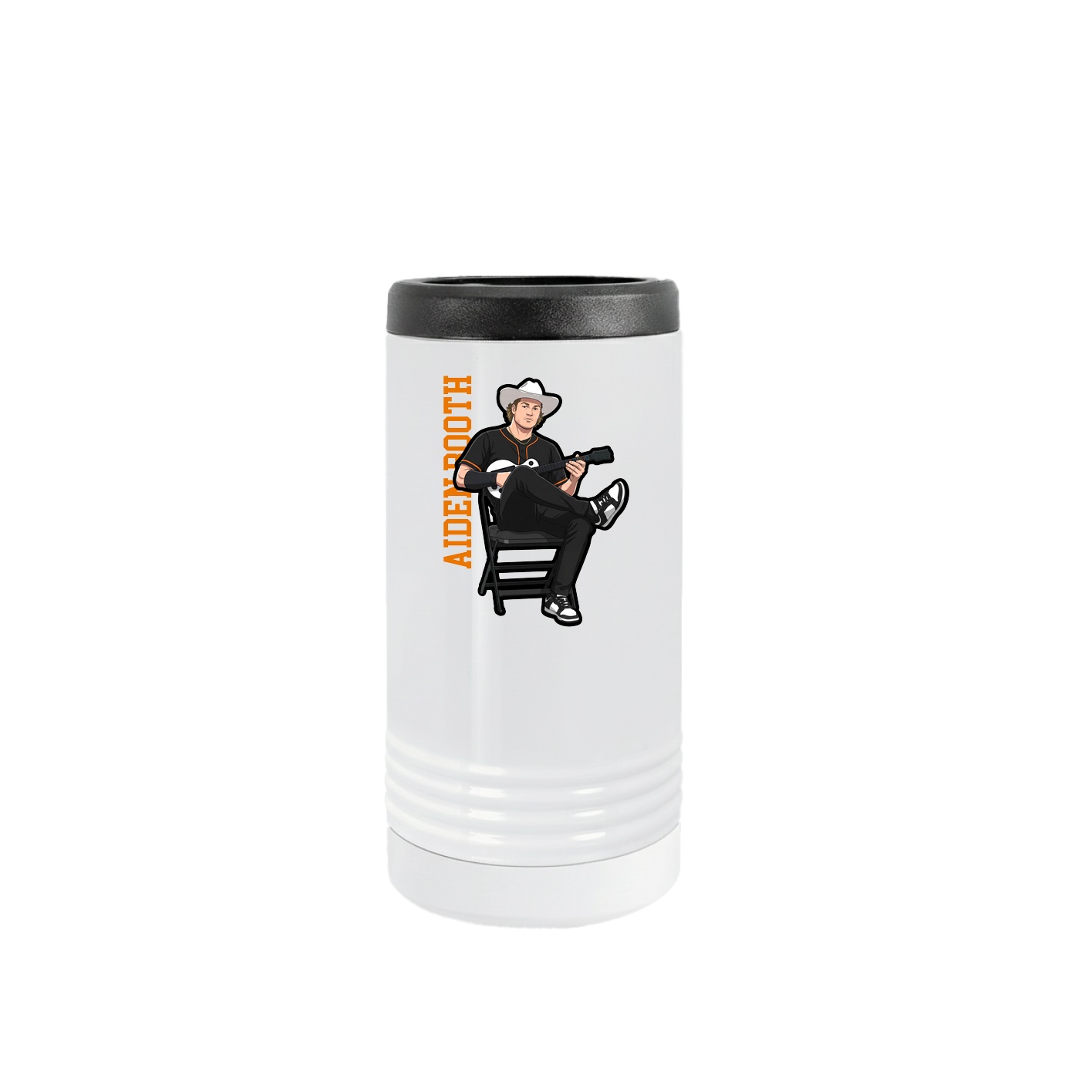 Slim Beverage Holder — Name Vertical in White