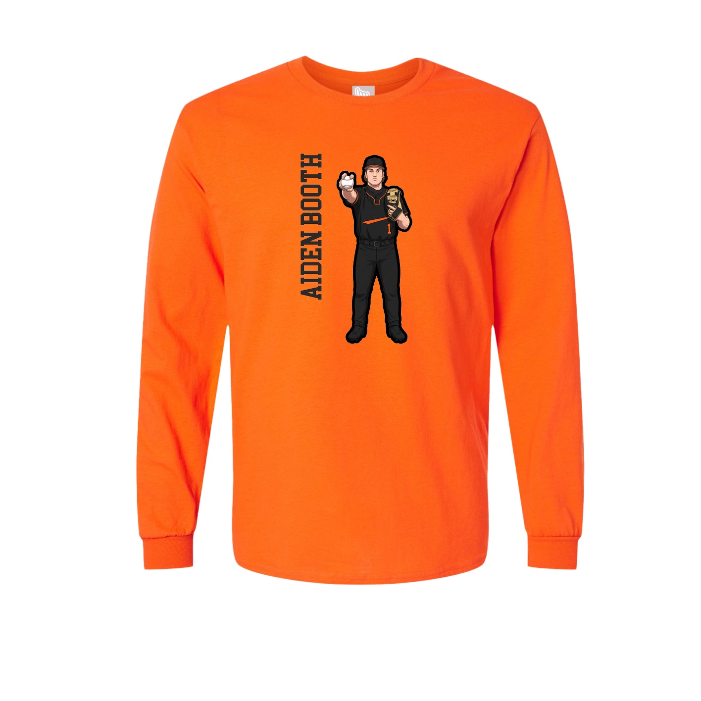 Long Sleeve Tee — Name Vertical in Orange