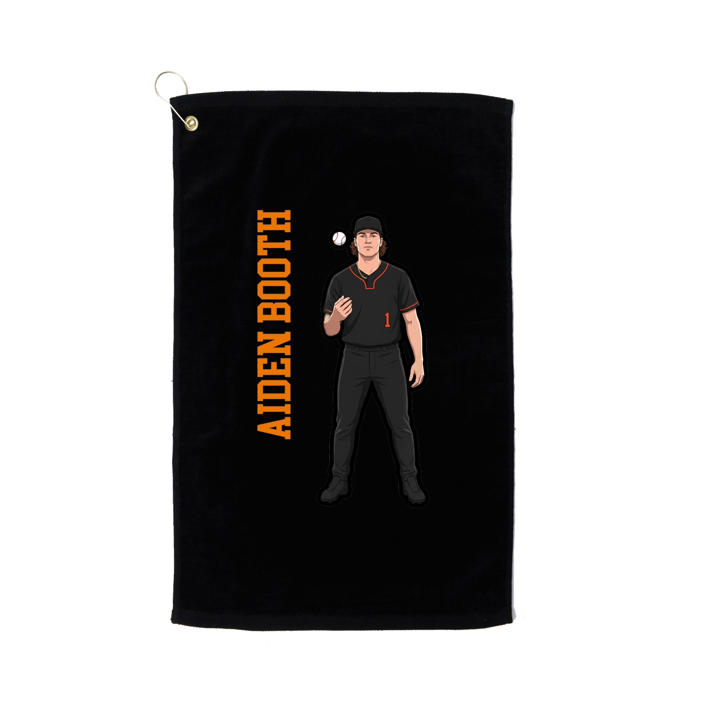 Golf Towel — Name Vertical in Black