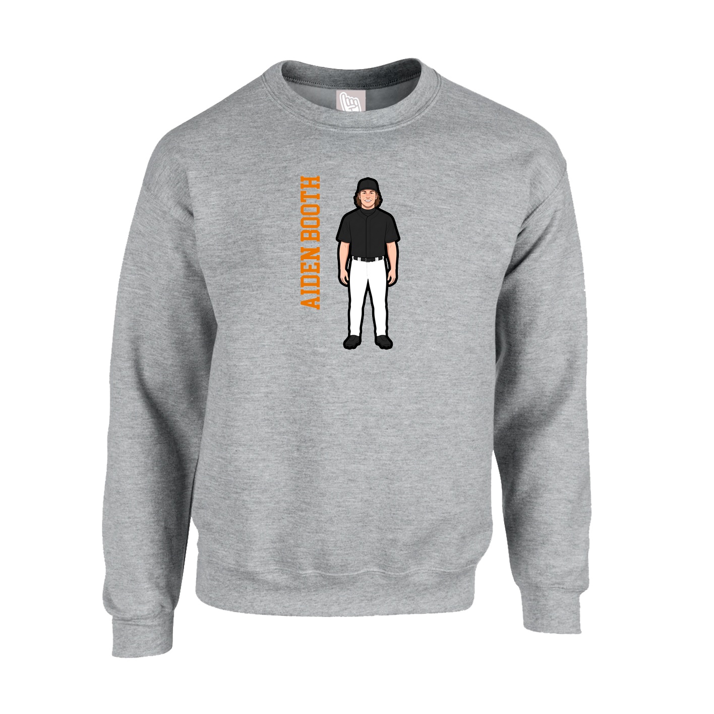 Fleece Crew — Name Vertical in Grey