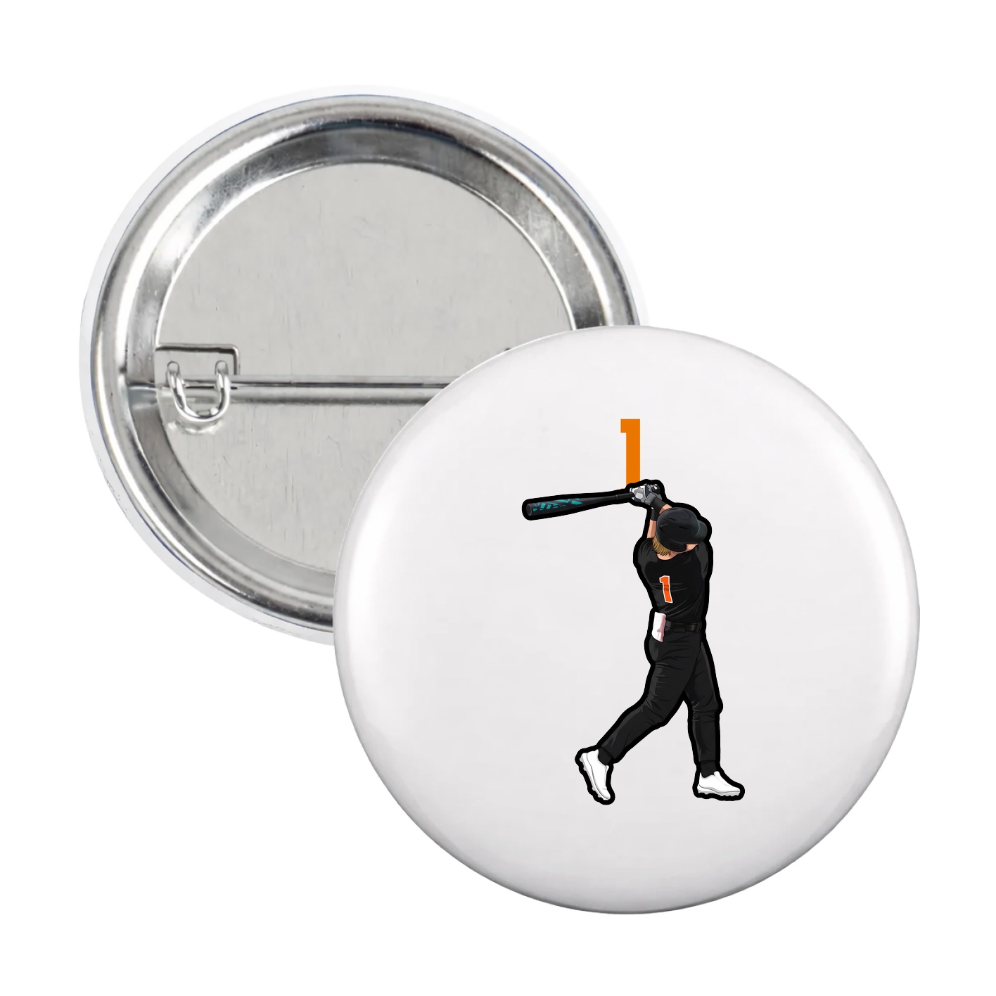 Game Day Button — Number Top in White