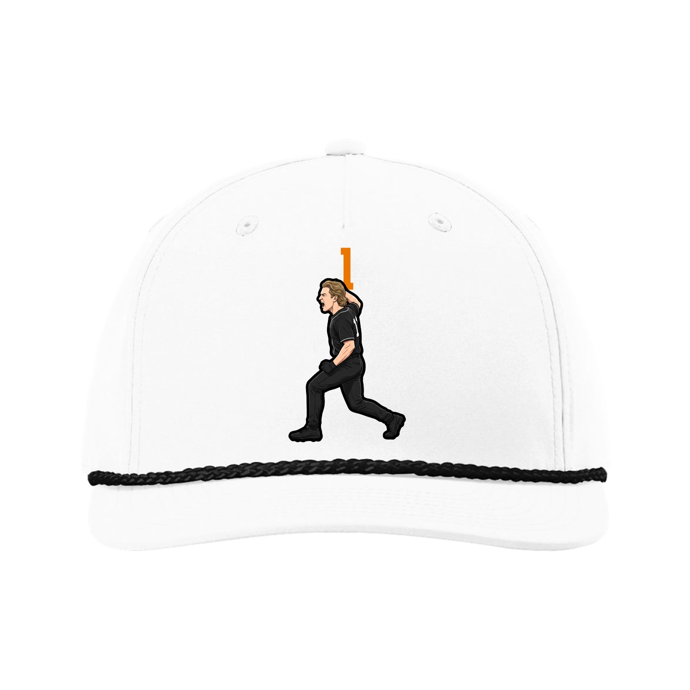 Five-Panel Classic Rope Cap — Number Top in White