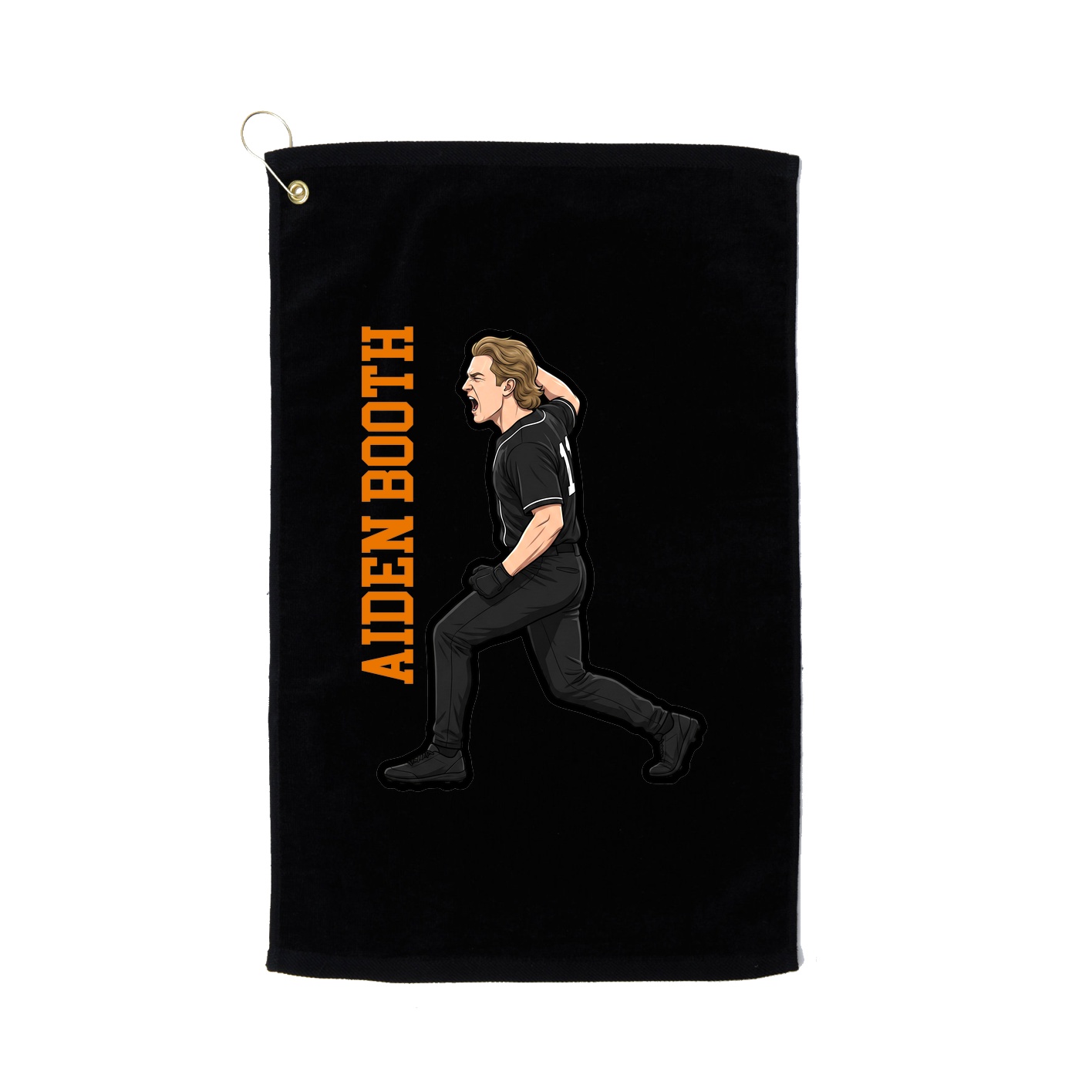 Golf Towel — Name Vertical in Black