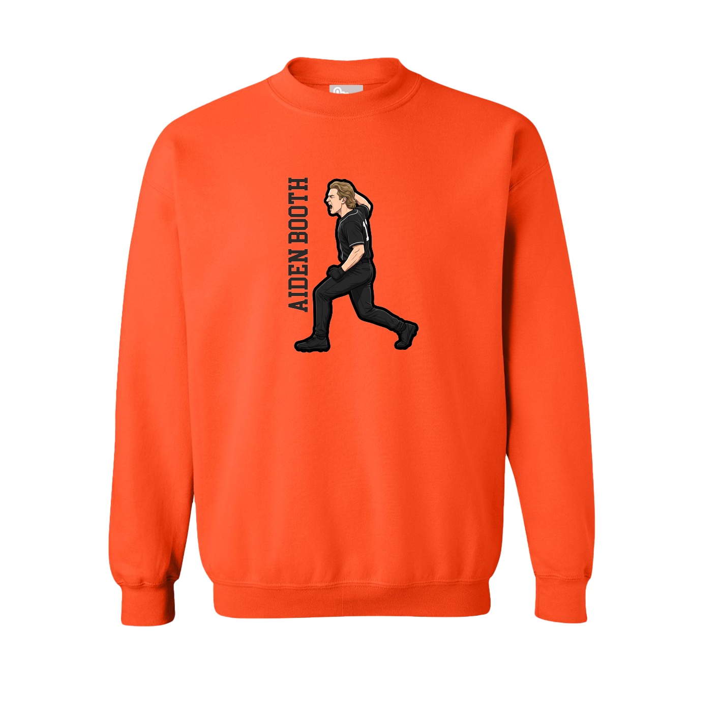 Fleece Crew — Name Vertical in Orange