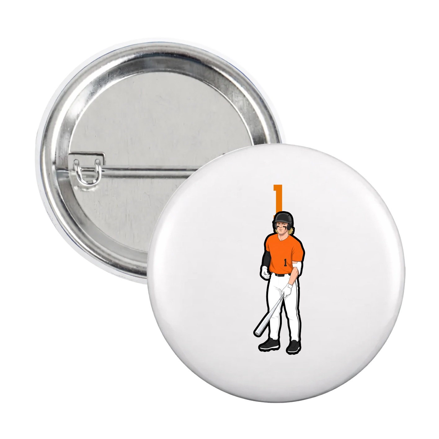 Game Day Button — Number Top in White