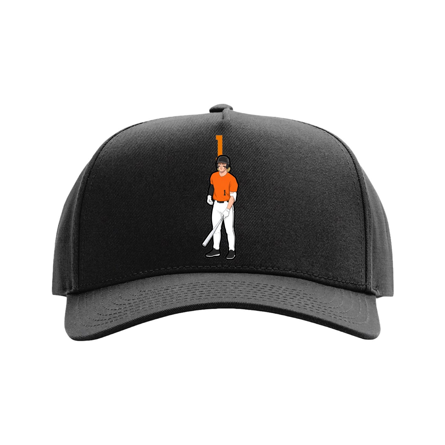 Full Fabric Five-Panel Champ Cap — Number Top in Black