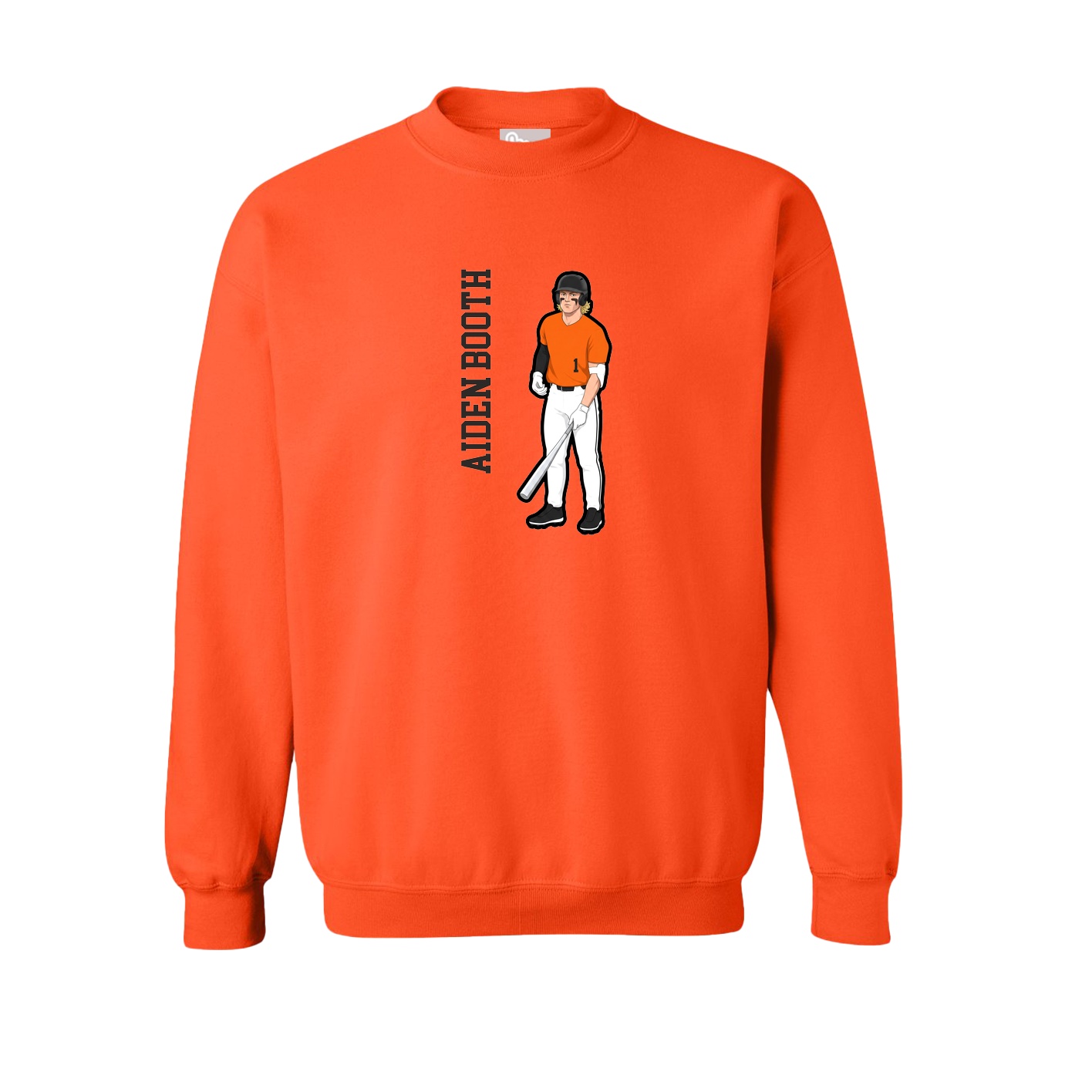 Fleece Crew — Name Vertical in Orange