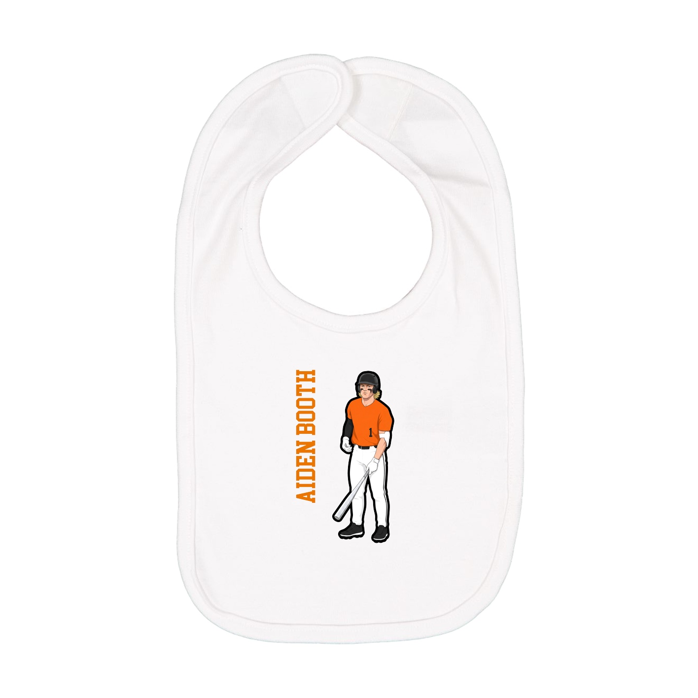 Infant Bib — Name Vertical in White