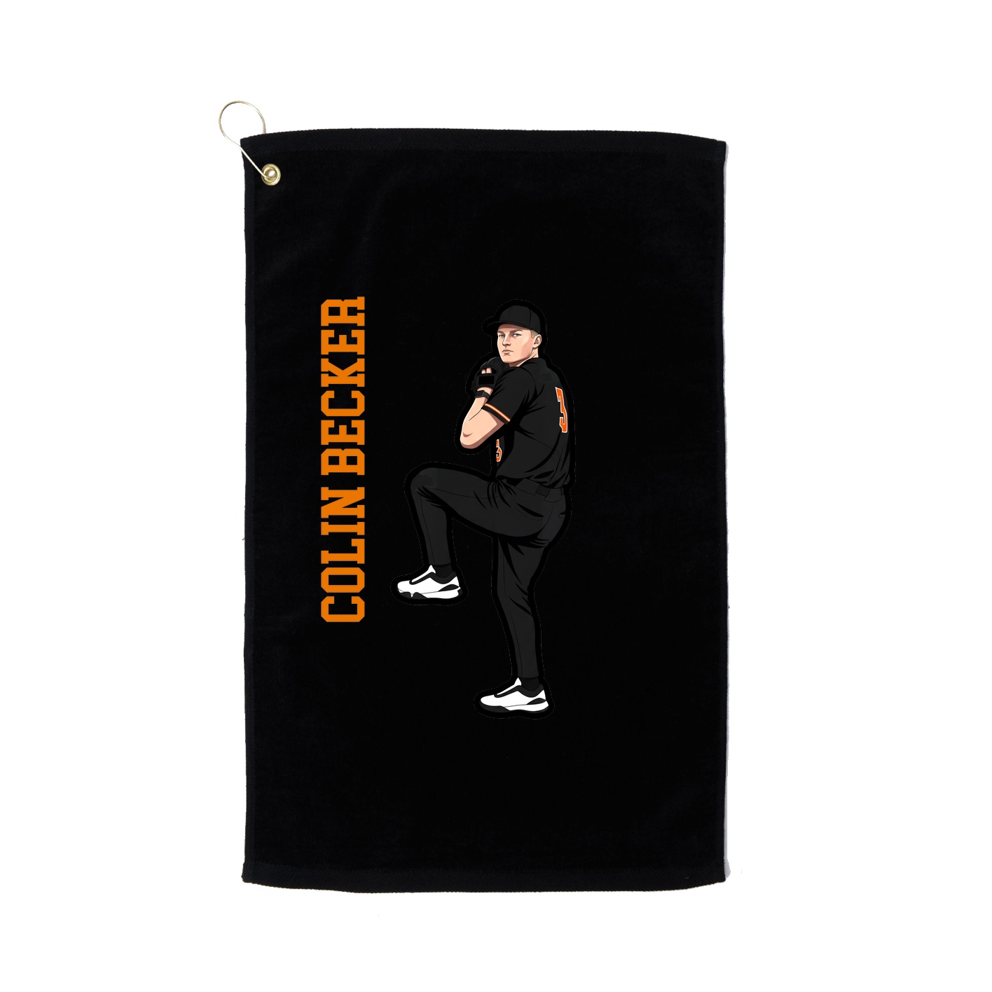 Golf Towel — Name Vertical in Black