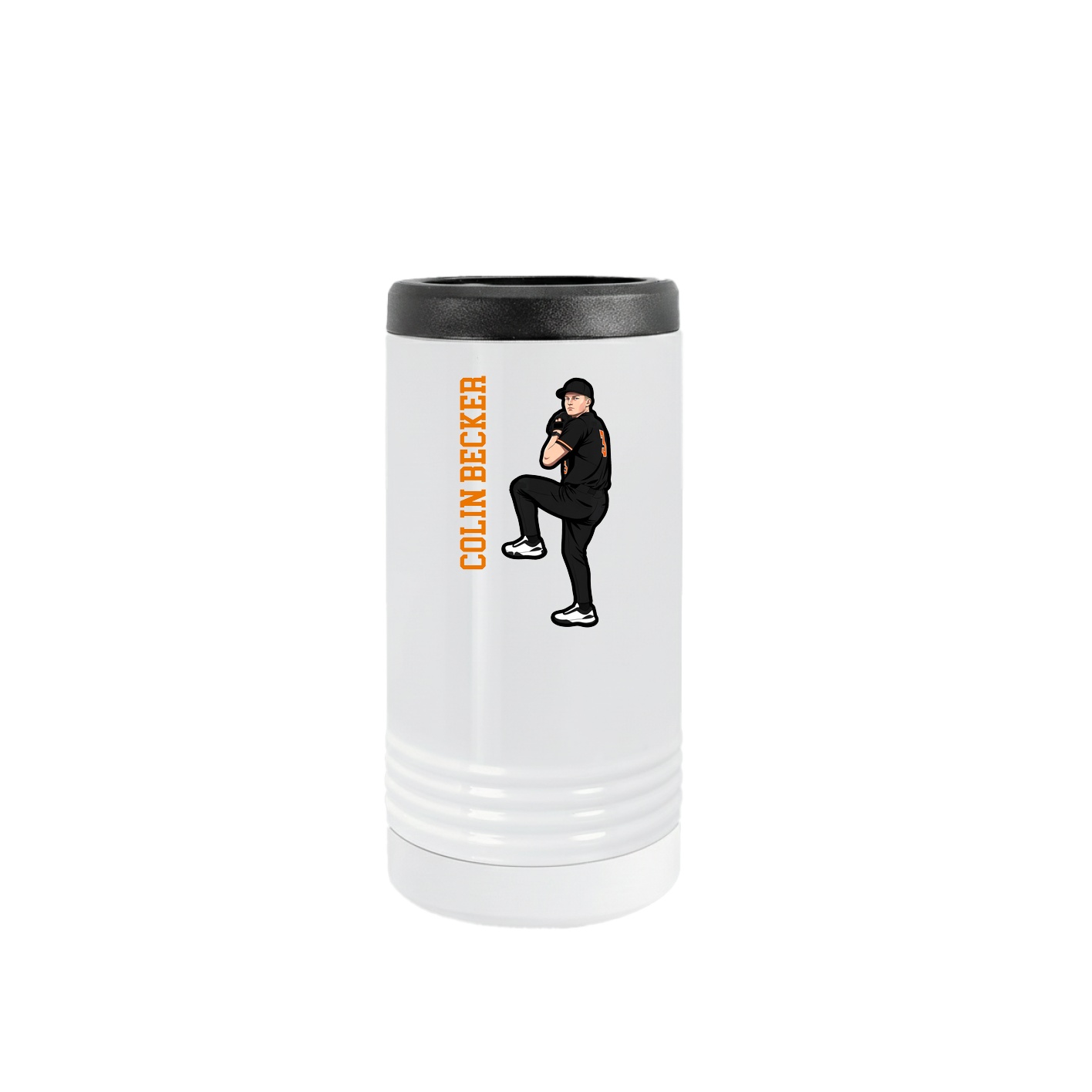 Slim Beverage Holder — Name Vertical in White