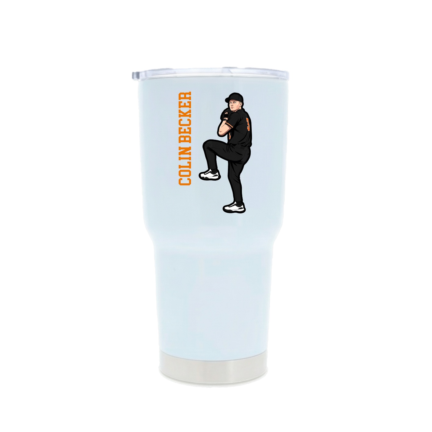30oz Stainless Steel Tumbler — Name Vertical in White