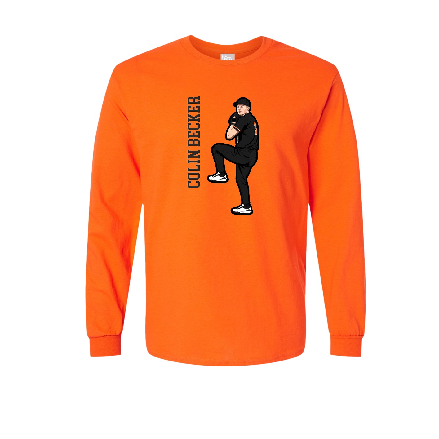 Long Sleeve Tee — Name Vertical in Orange
