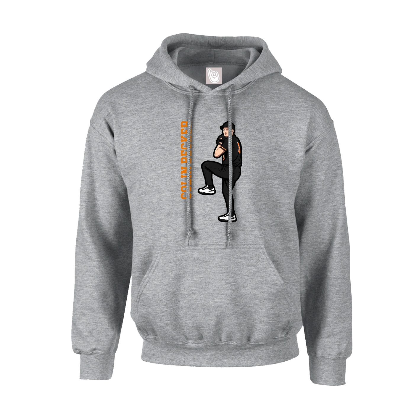 Hoodie — Name Vertical in Grey
