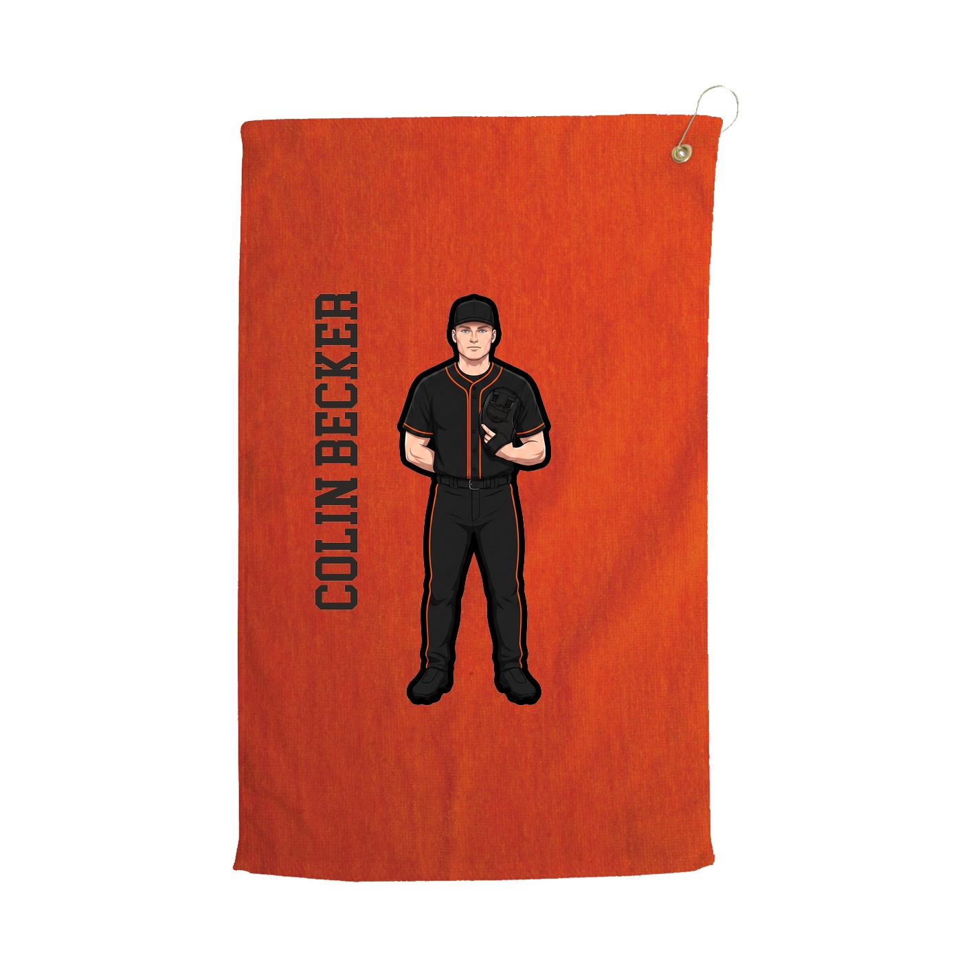 Golf Towel — Name Vertical in Orange