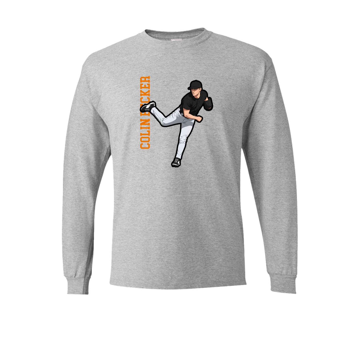 Long Sleeve Tee — Name Vertical in Grey