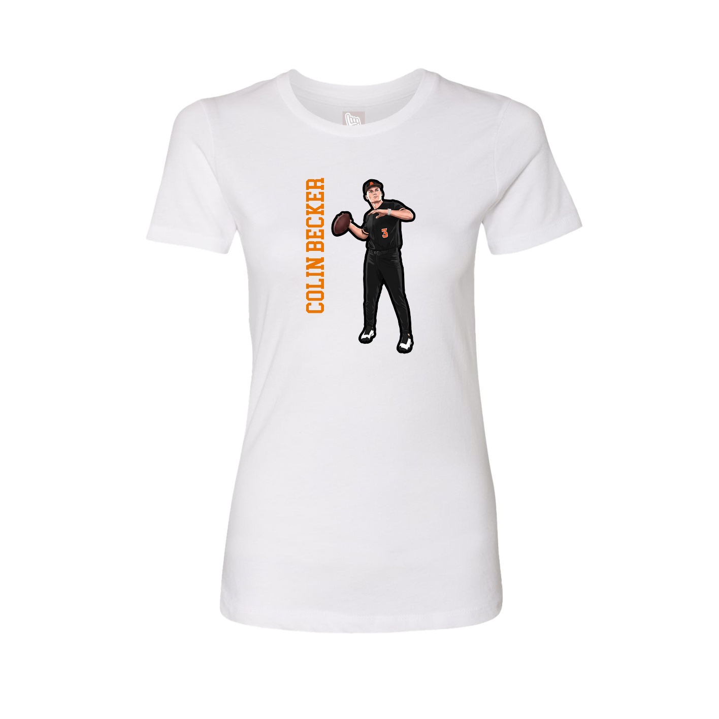 Womens Tee — Name Vertical in White