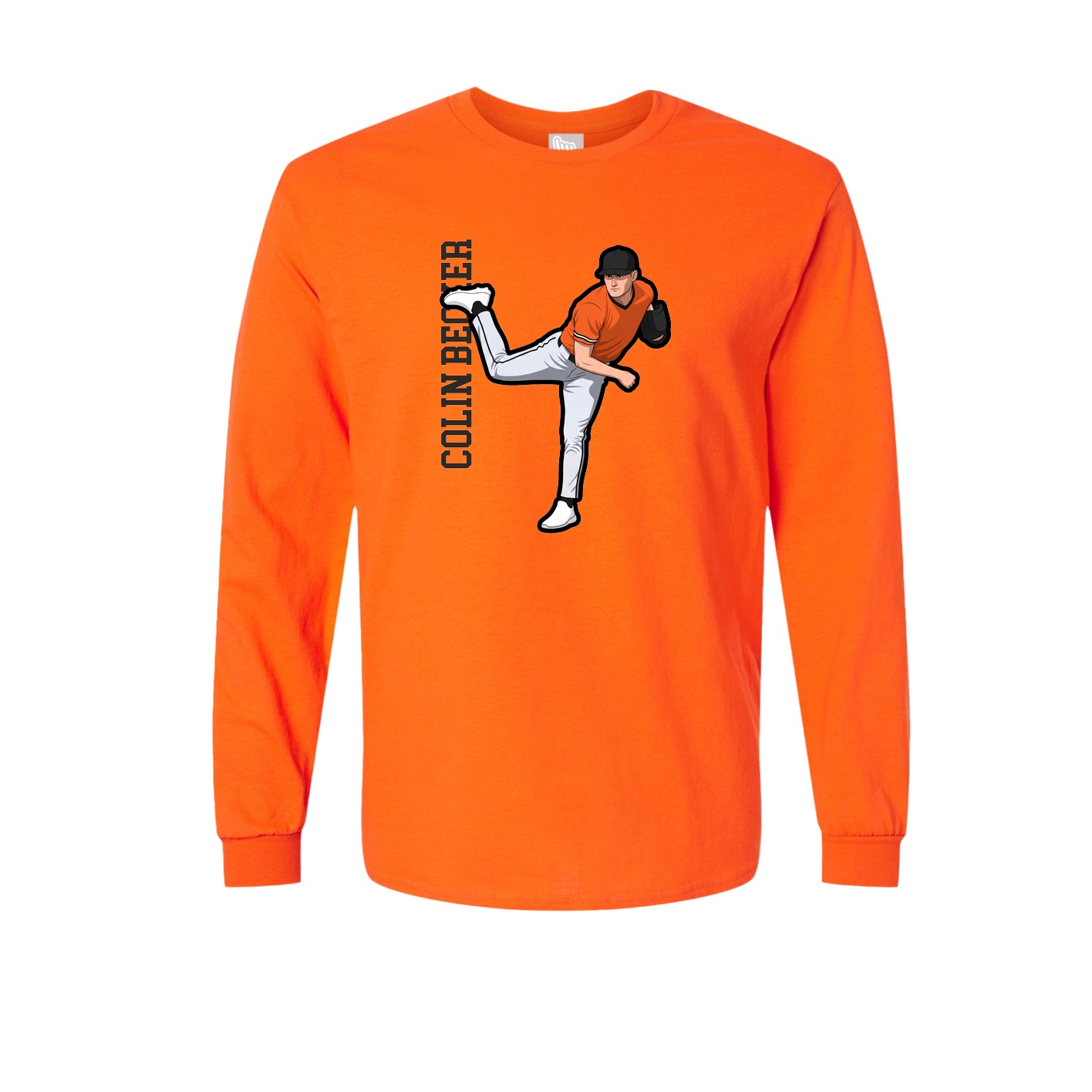 Long Sleeve Tee — Name Vertical in Orange