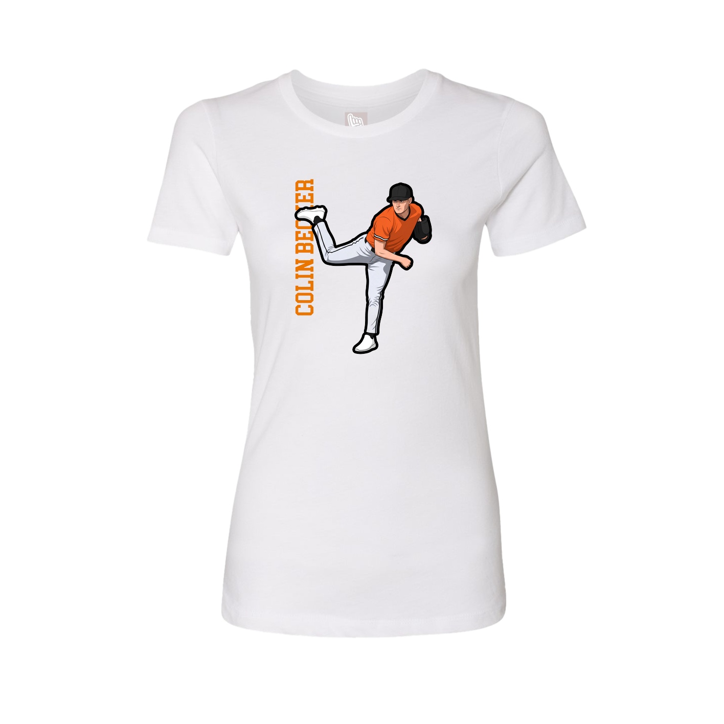 Womens Tee — Name Vertical in White