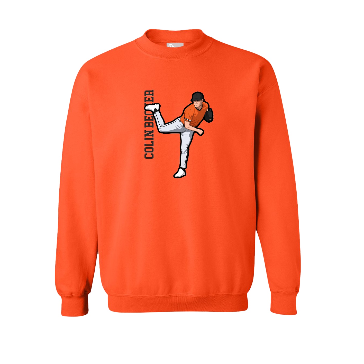 Fleece Crew — Name Vertical in Orange