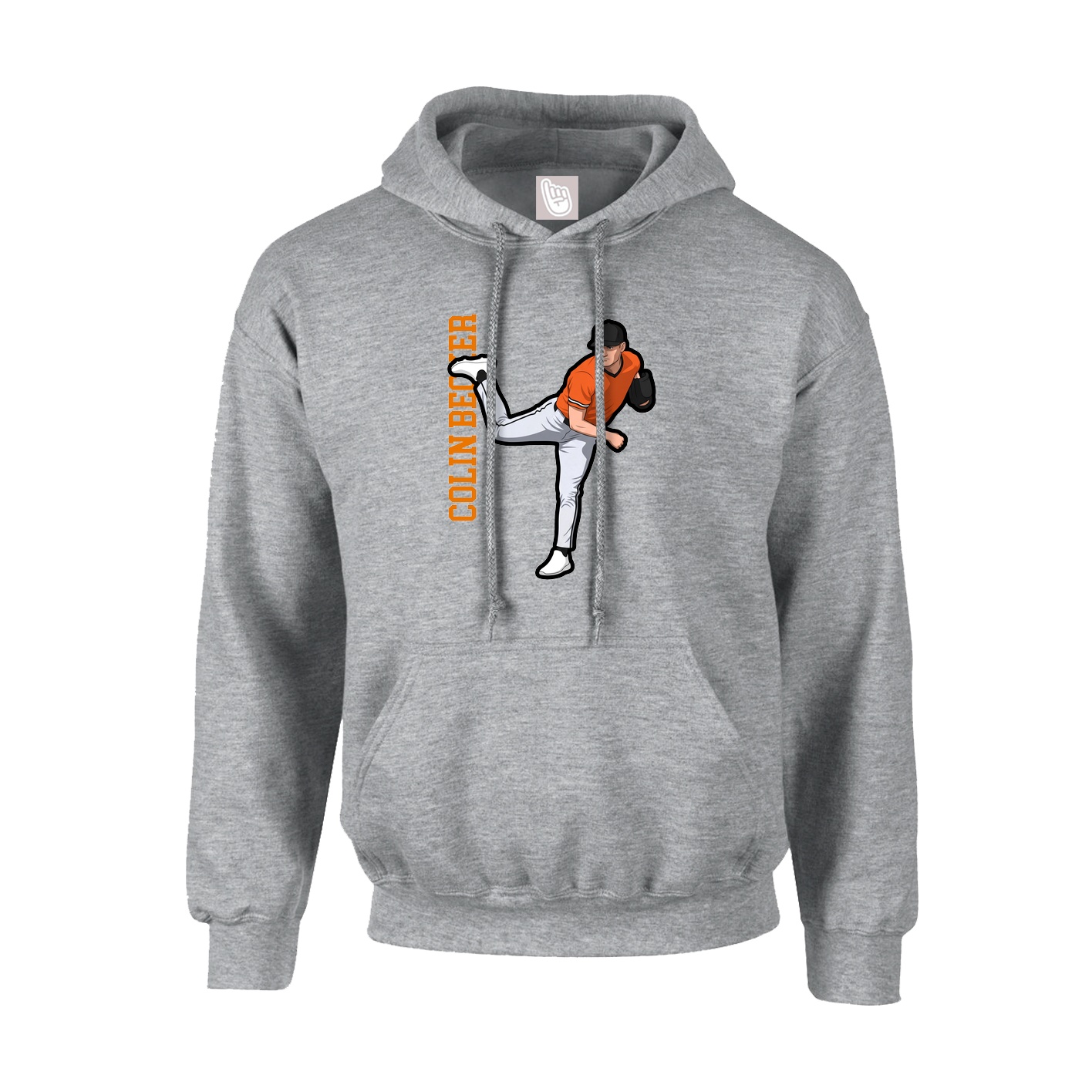 Youth Hoodie — Name Vertical in Grey