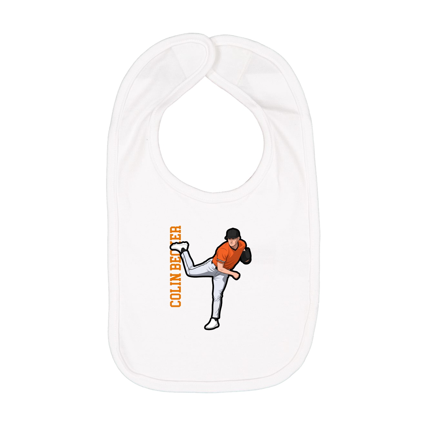 Infant Bib — Name Vertical in White