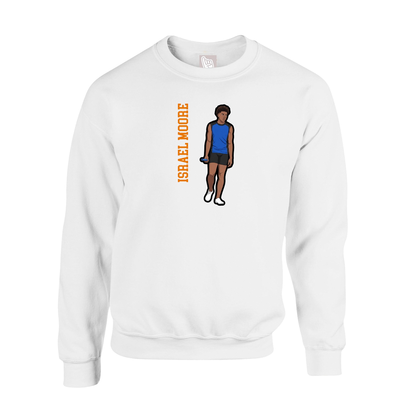 Fleece Crew — Name Vertical in White