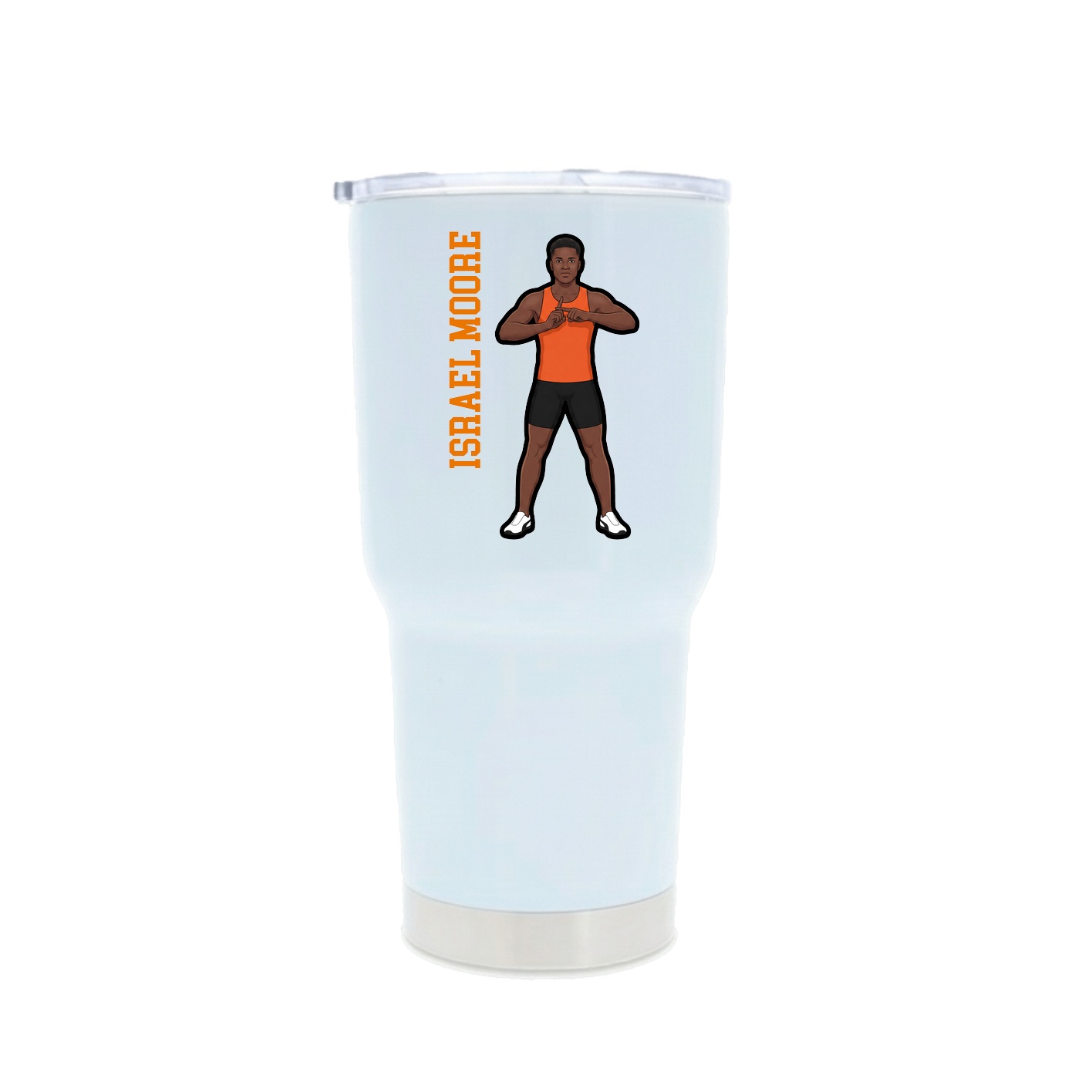 30oz Stainless Steel Tumbler — Name Vertical in White