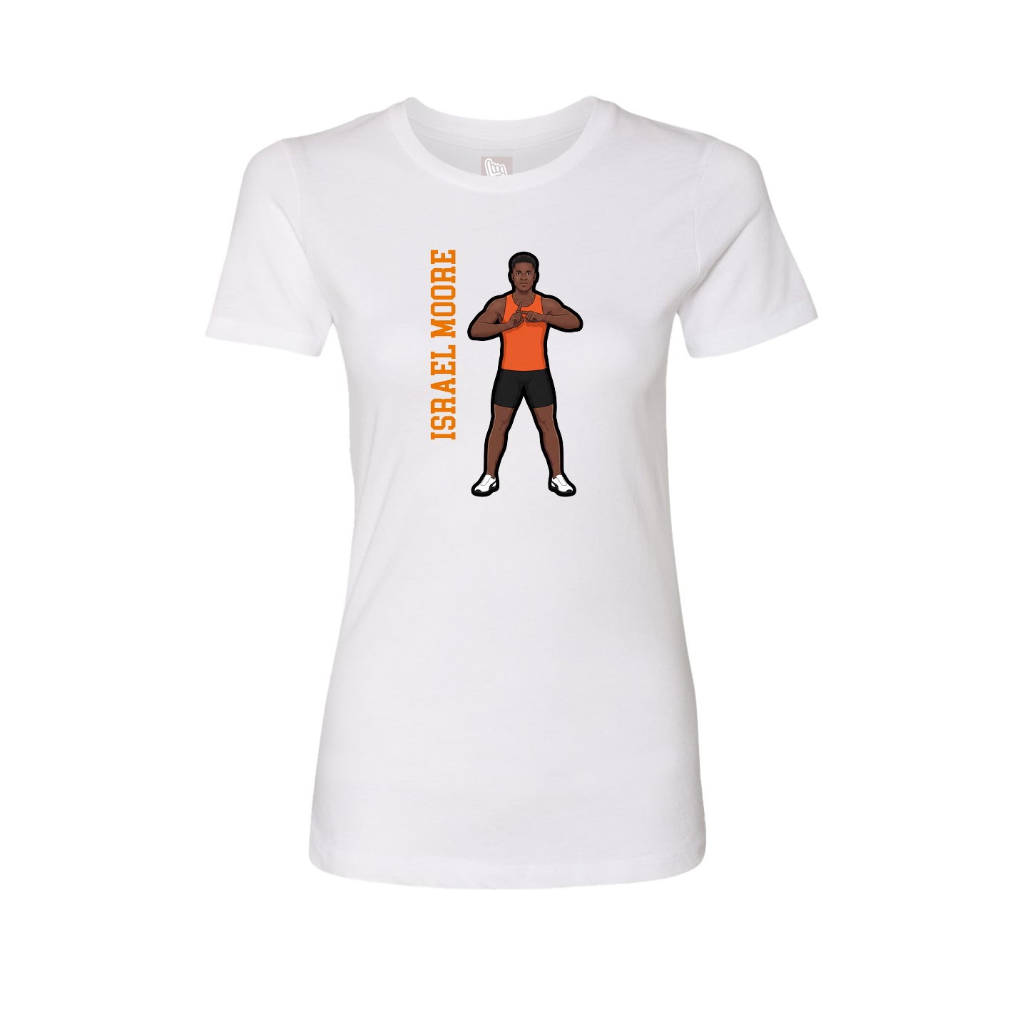 Fitted Women's Tee — Name Vertical in White