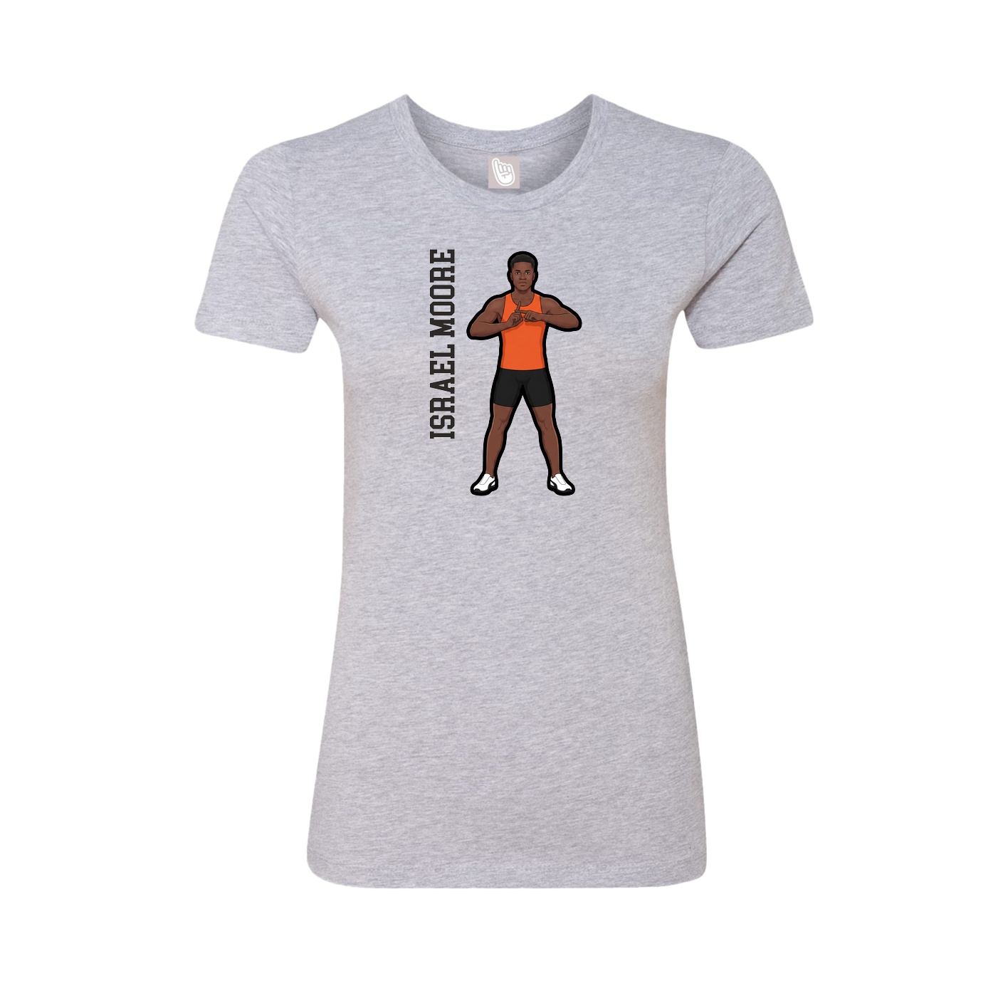 Womens Tee — Name Vertical in Grey