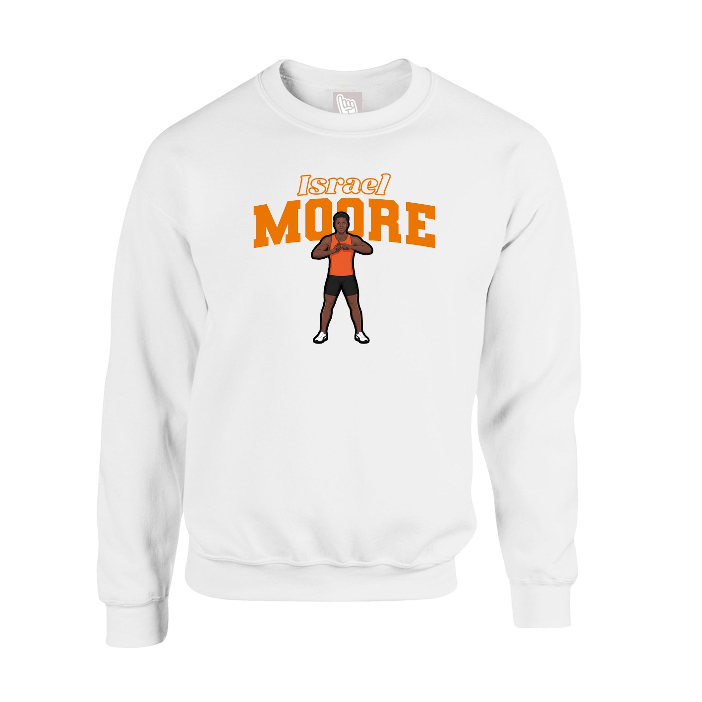 Fleece Crew — Name Arch in White