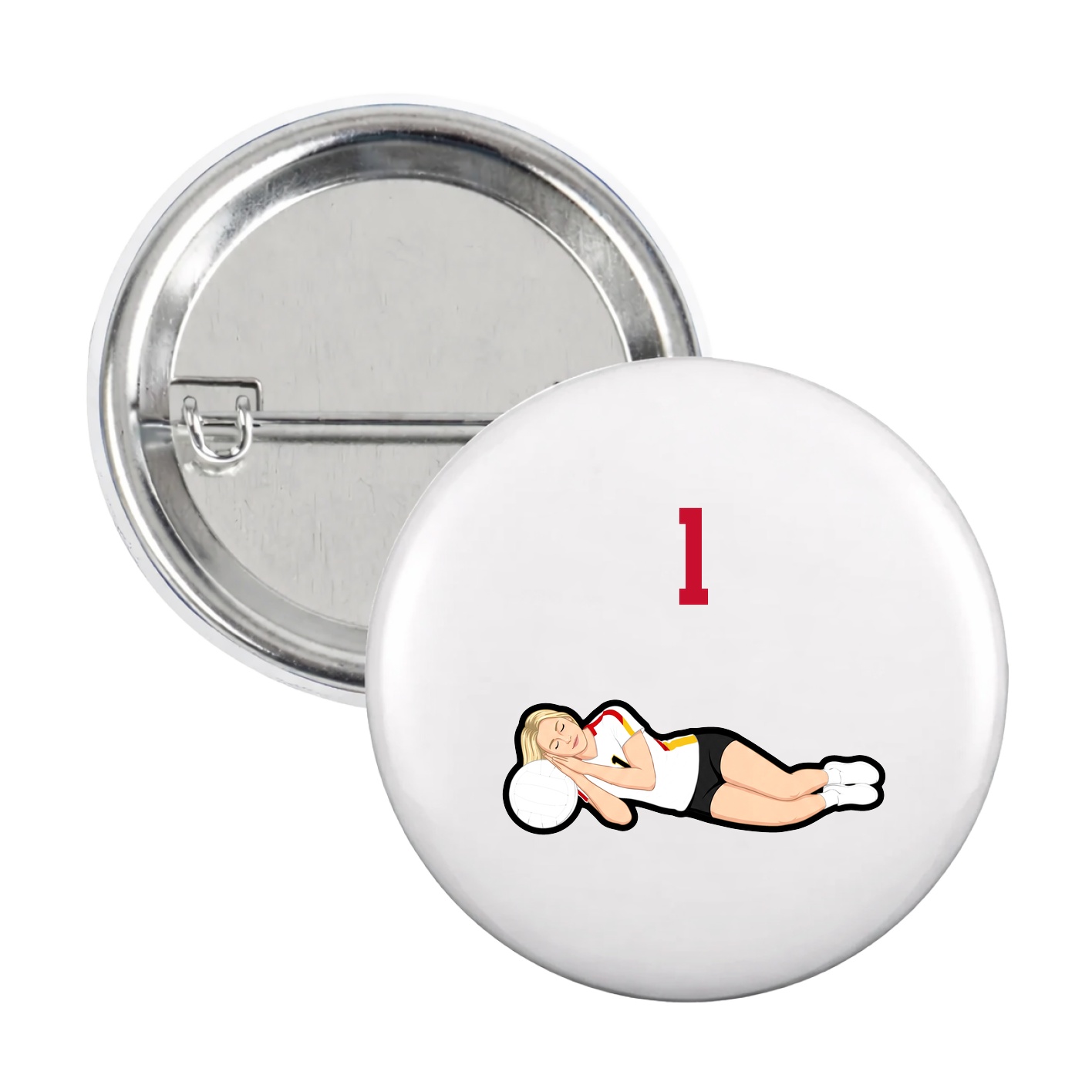 Game Day Button — Number Top in White