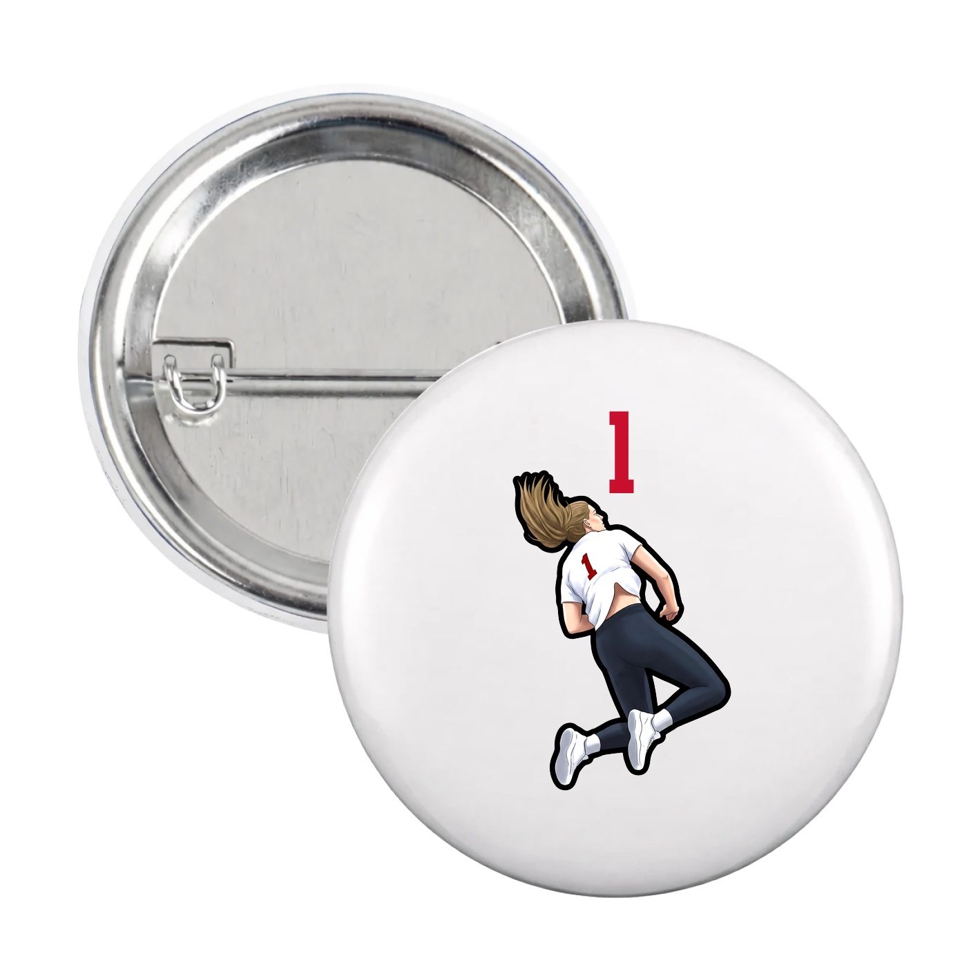Game Day Button — Number Top in White