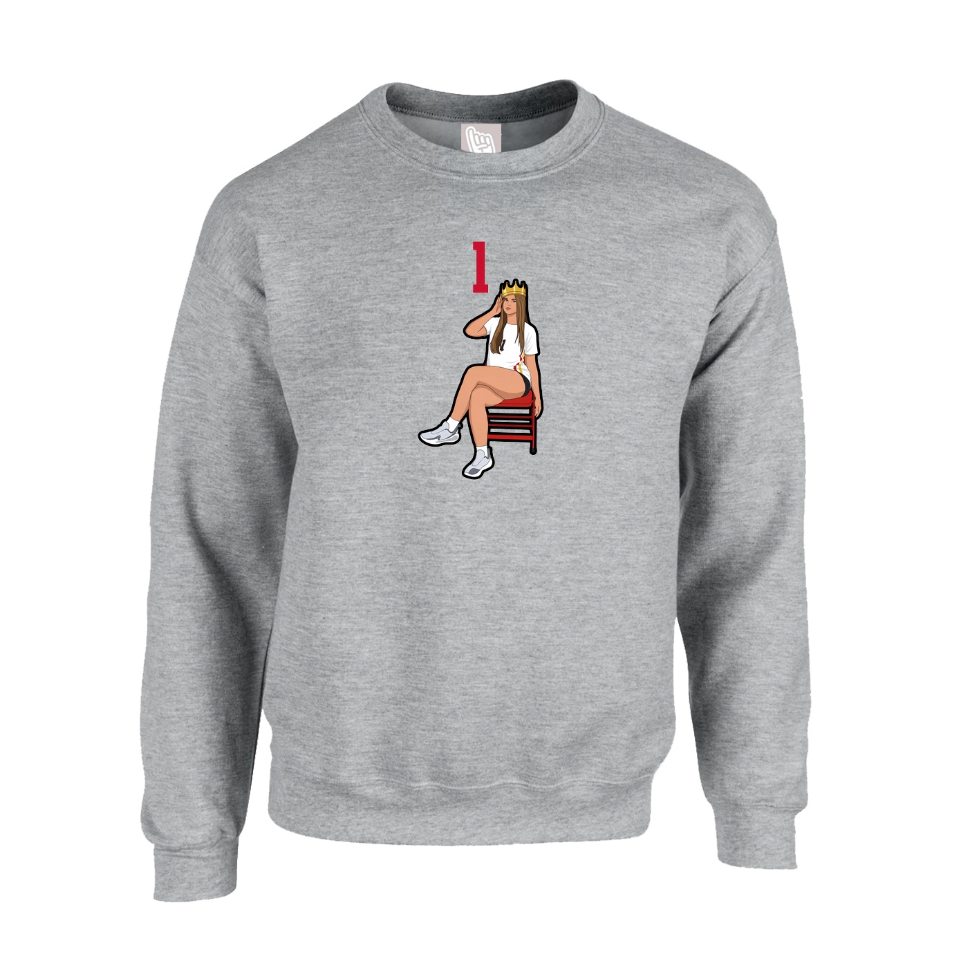 Fleece Crew — Number Top in Grey