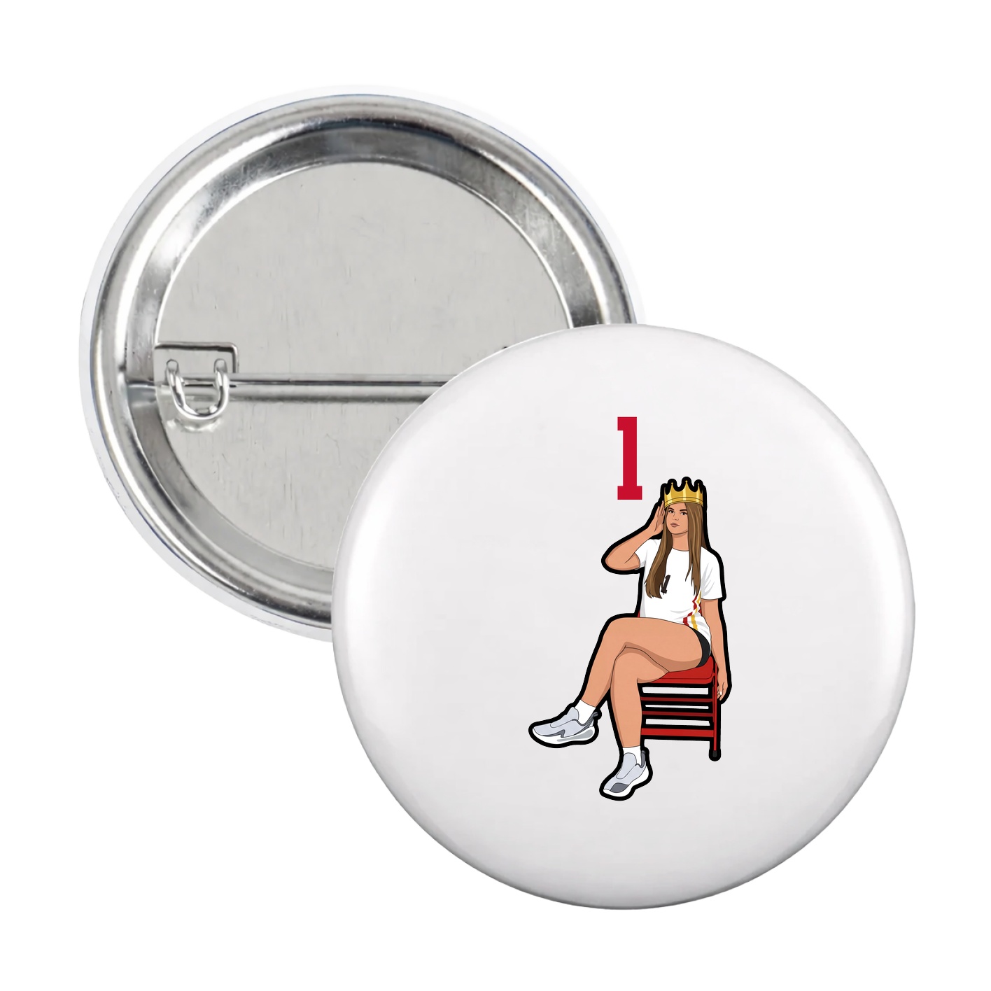 Game Day Button — Number Top in White