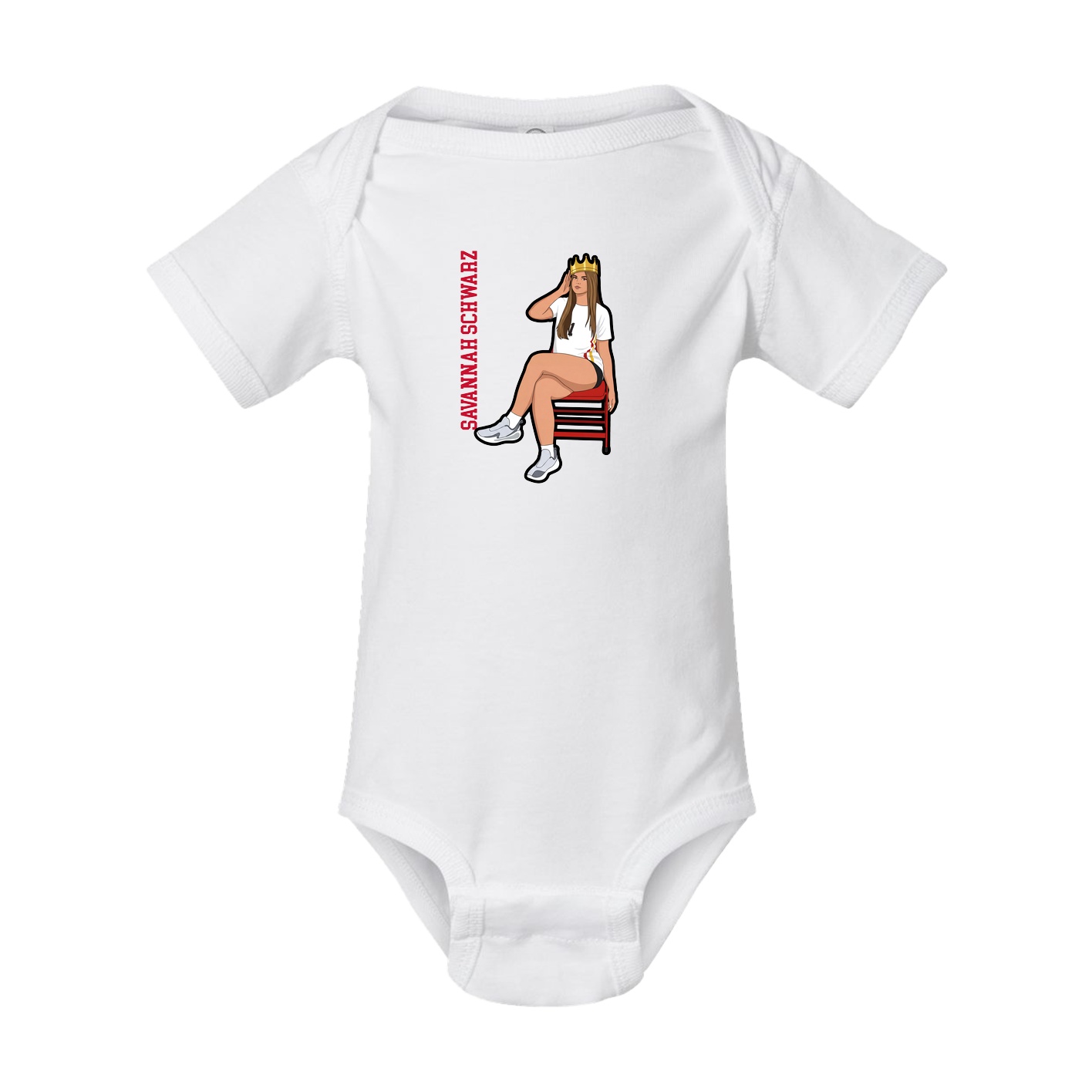 Baby Onesie — Name Vertical in White