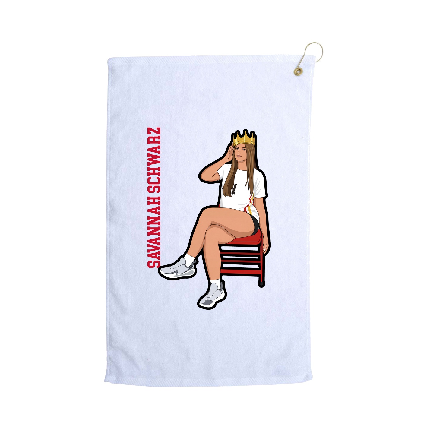 Golf Towel — Name Vertical in White