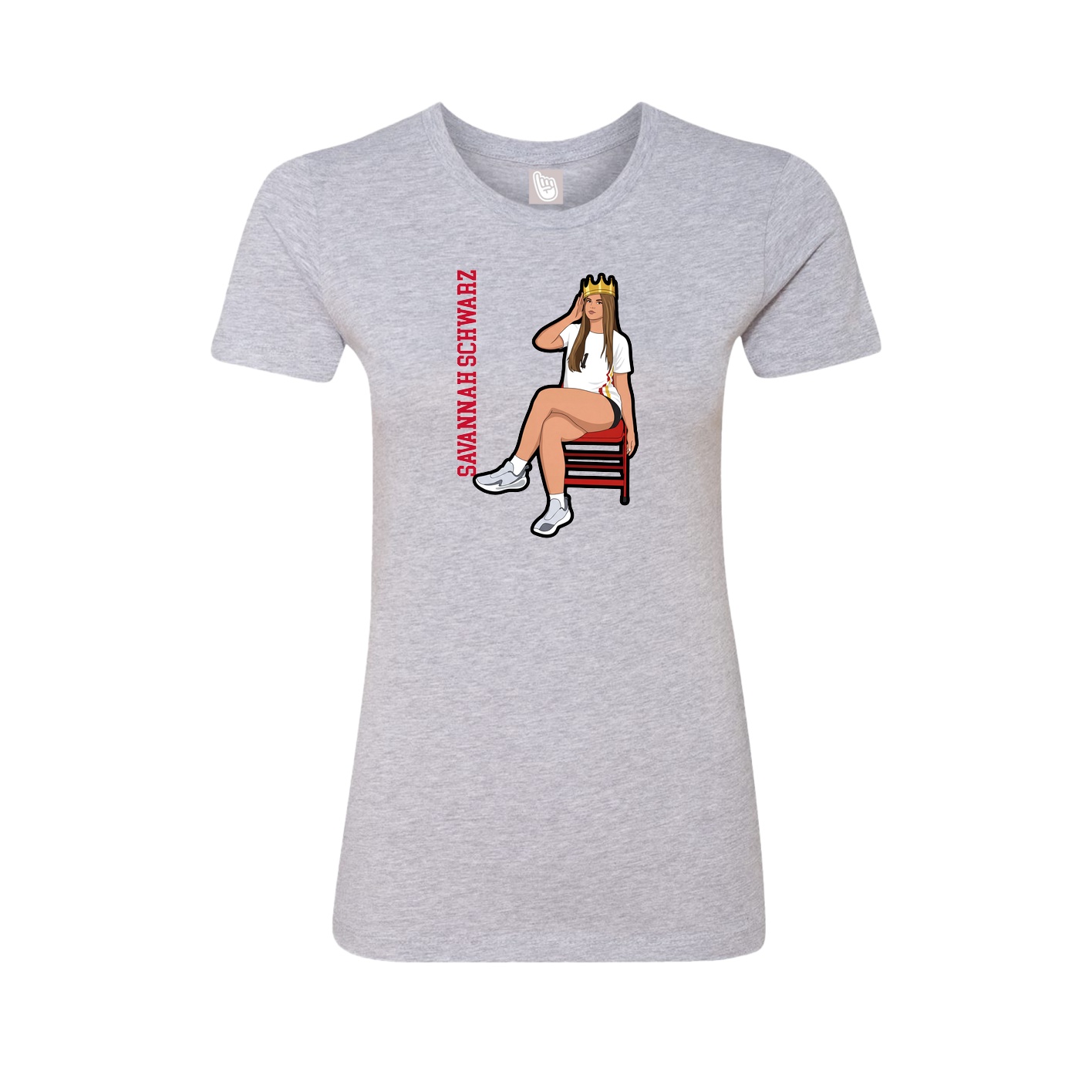Fitted Women's Tee — Name Vertical in Grey